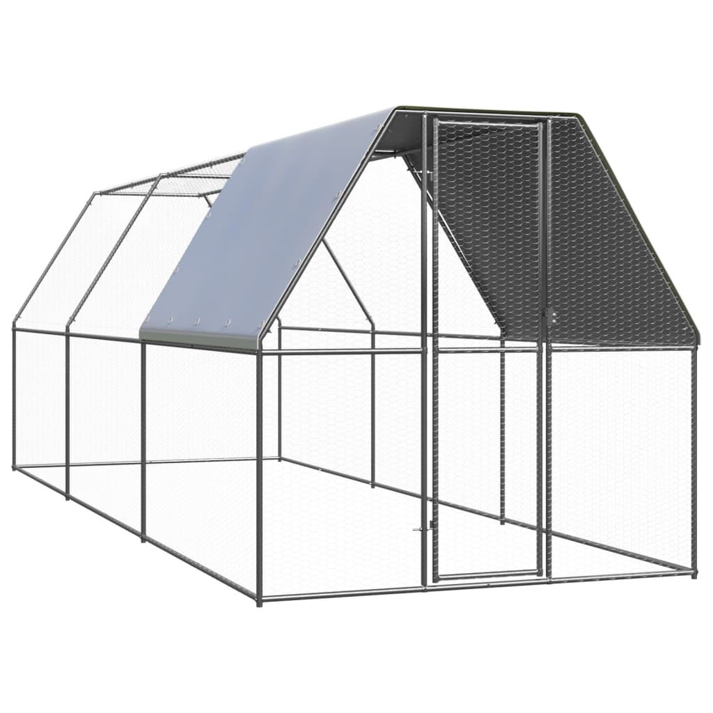 vidaXL Chicken Cage 6.6x19.7x6.6 Galvanized Steel
