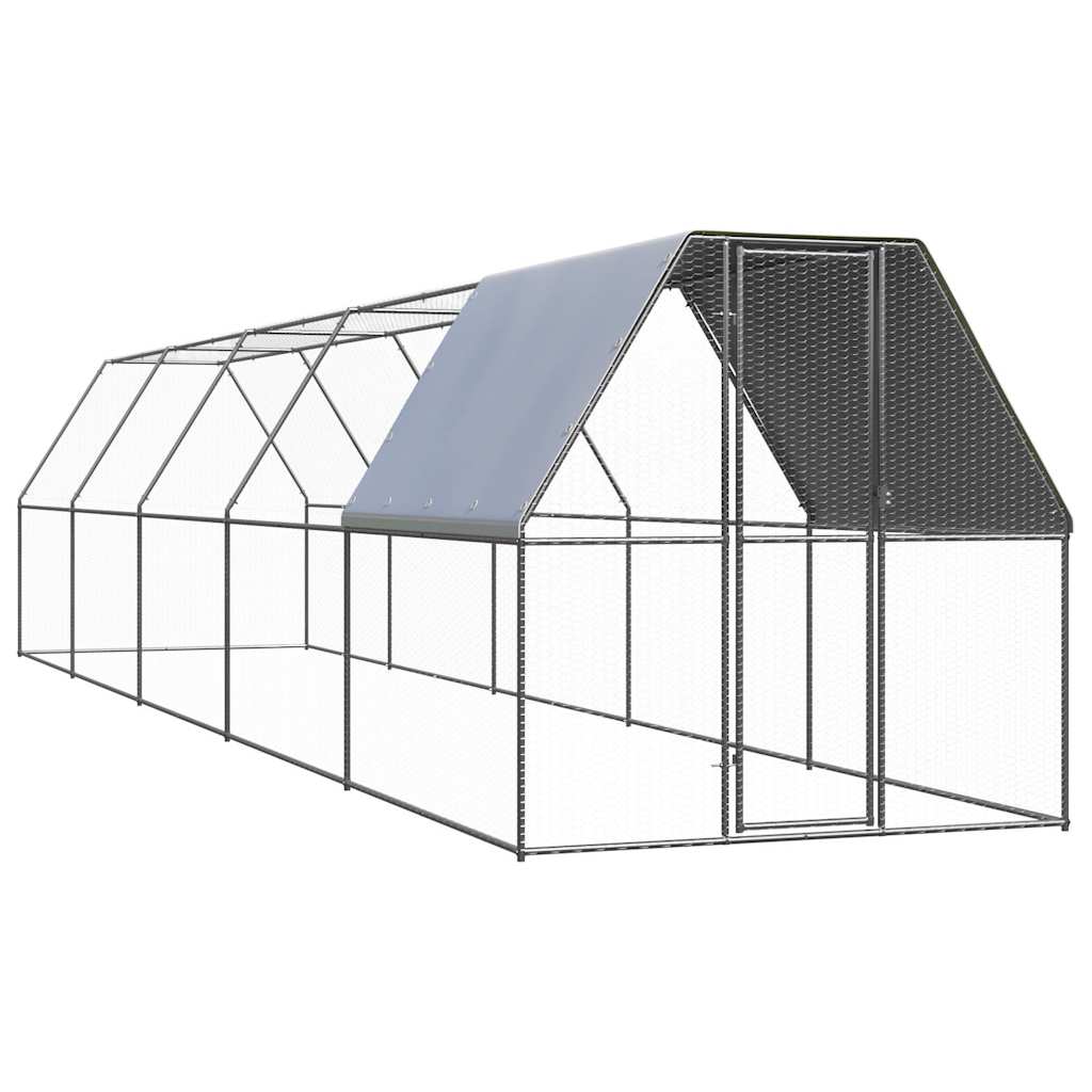 vidaXL Chicken Cage 6.6x32.8x6.6 Galvanized Steel
