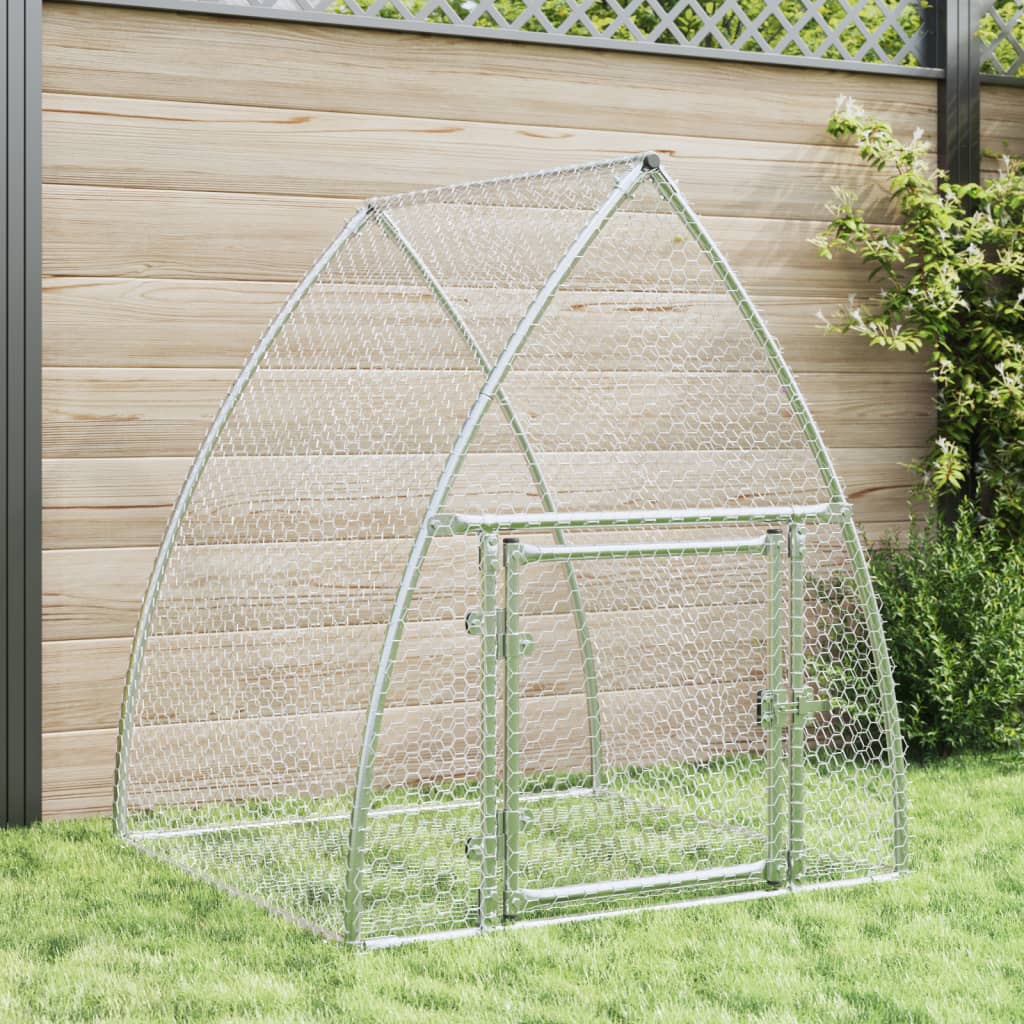 vidaXL Rabbit Hutch Silver 39.4x41.3x47.2 Galvanized Steel