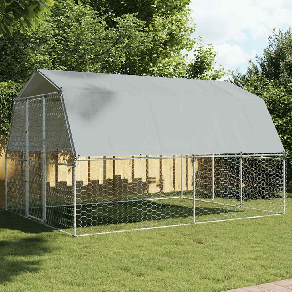 vidaXL Dog Cages 2 pcs with Roof and Door Silver Galvanized Steel