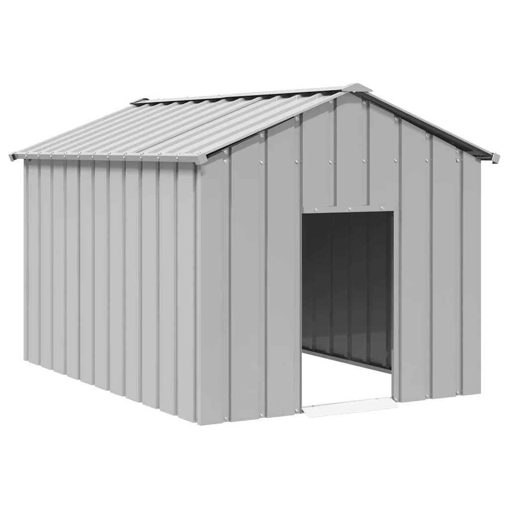 vidaXL Dog House Grey Galvanized Steel Medium Durable Dog House