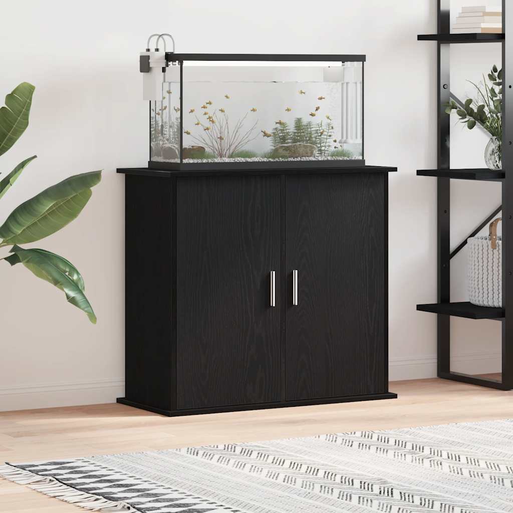 vidaXL Aquarium Stand Black Oak 31.9x14.2x28.7 Engineered Wood
