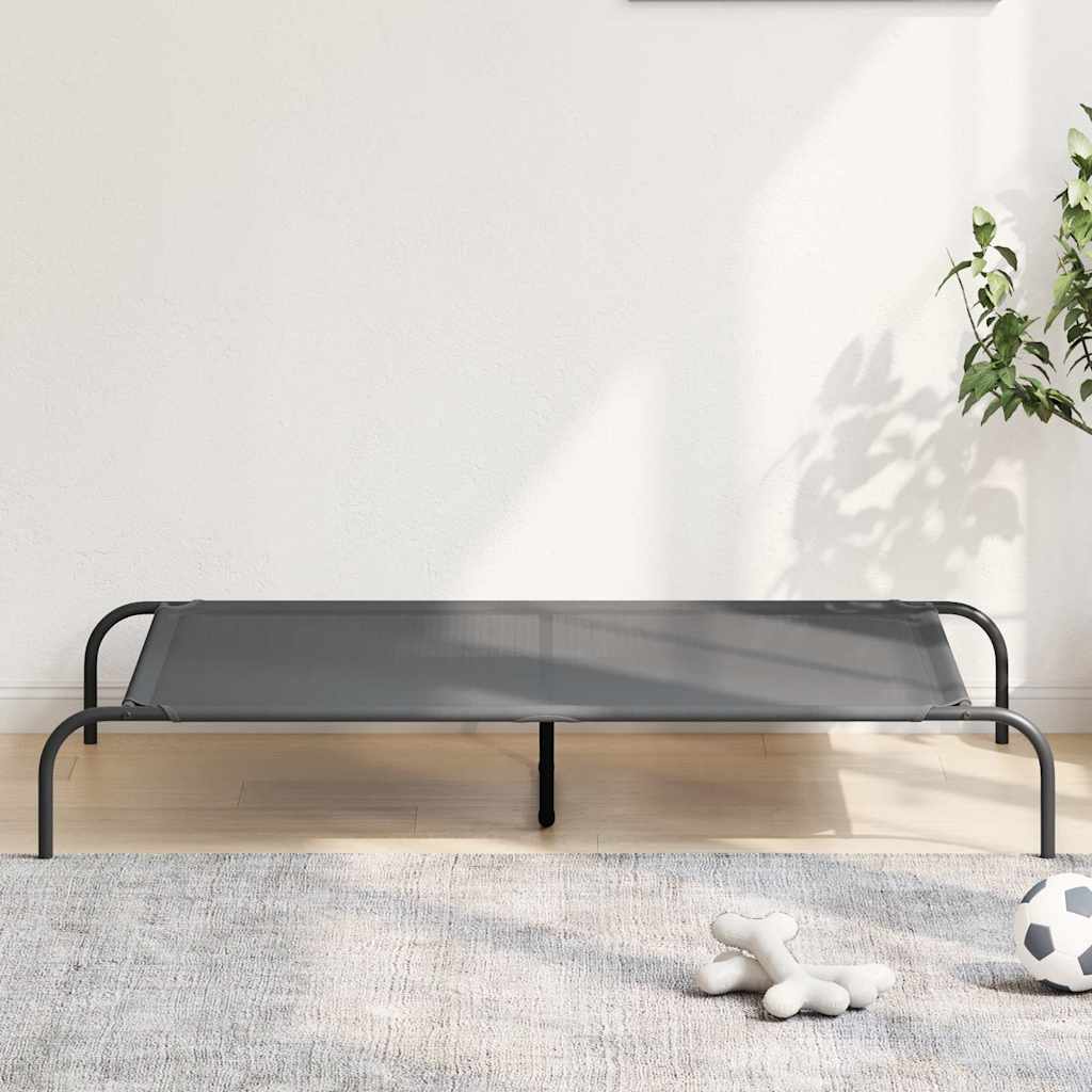 vidaXL Elevated Dog Bed Grey Textilene and Powder-Coated Steel