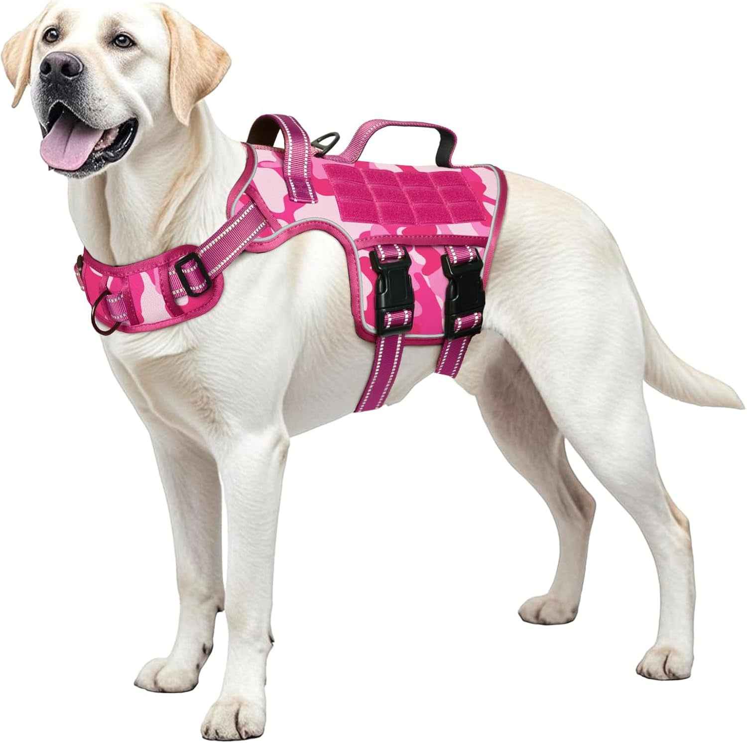 Tactical Dog Harness MOLLE Vest – Camo, S–XL, No-Pull