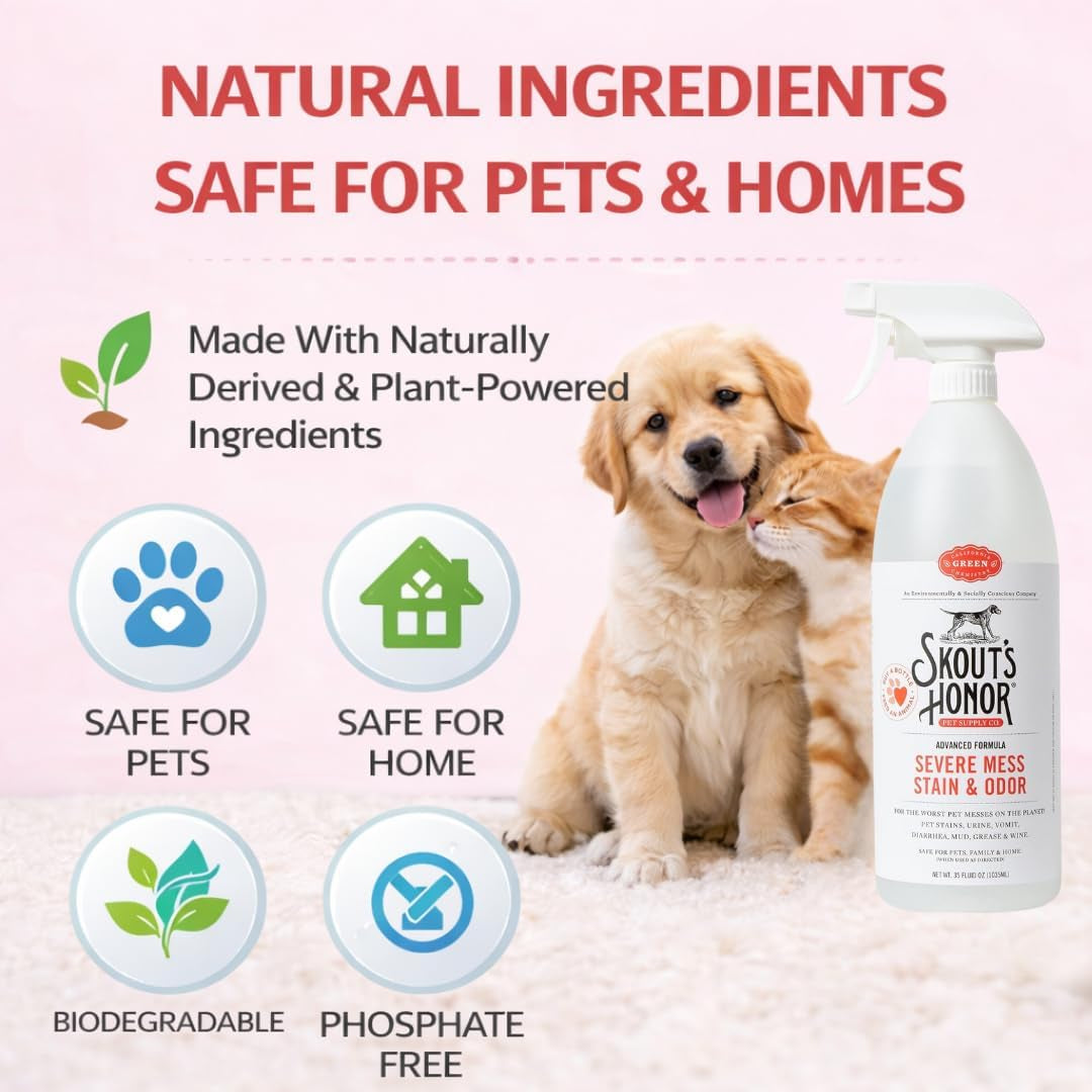 SKOUT'S Pet Stain Odor Eliminator Spray Dog Urine Carpet Cleaner 35oz