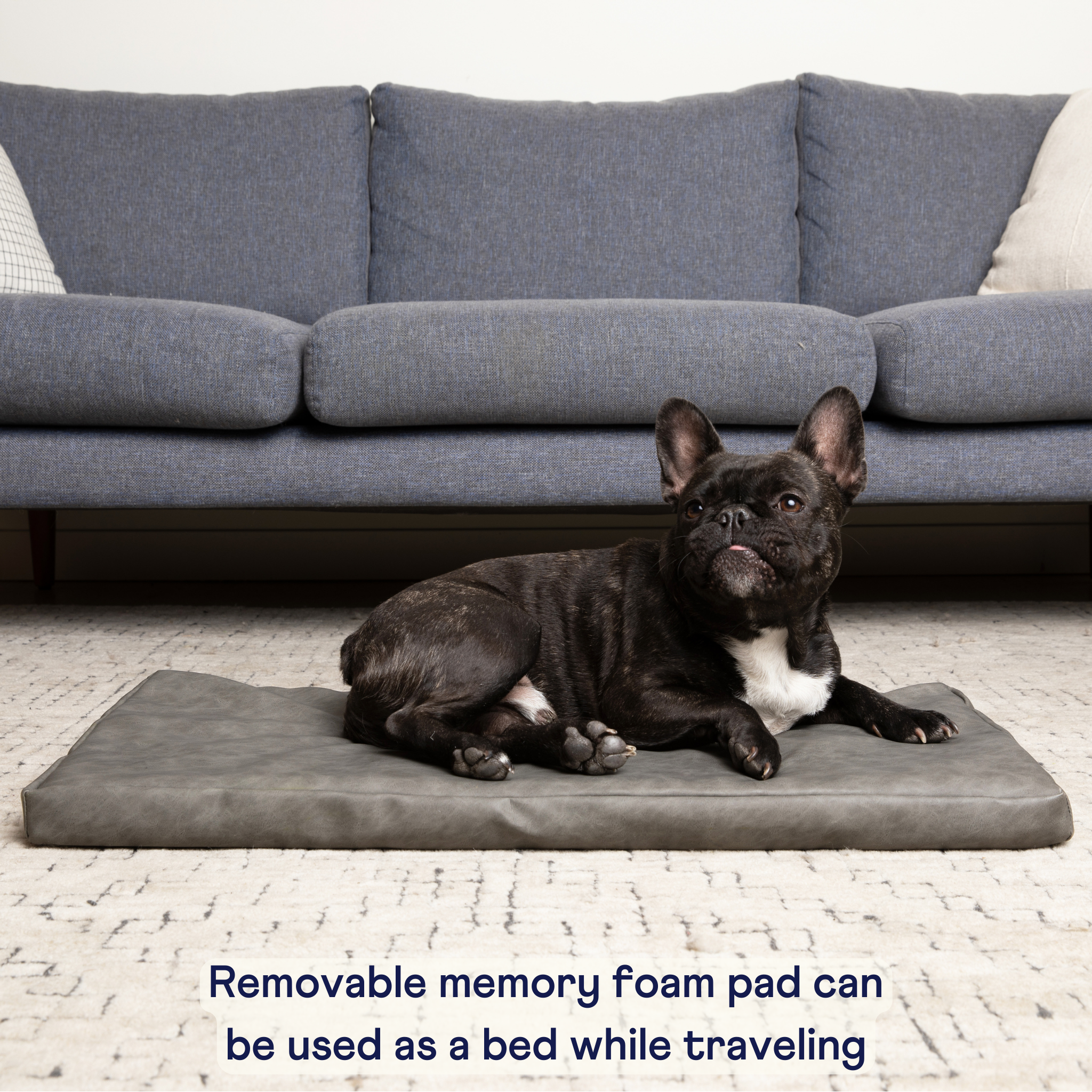 PupProtector™ Faux Cool-to-Touch Vegan Leather Memory Foam Dog Car Bed - Slate Gray