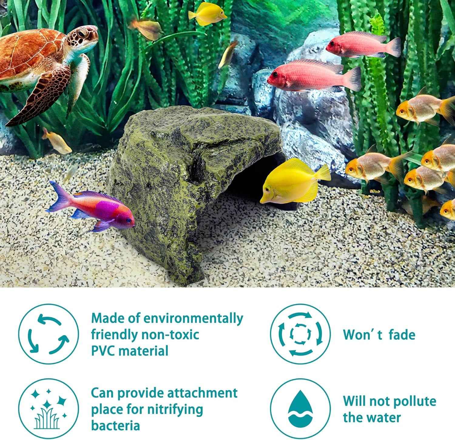 Reptile Rock Hide Cave Resin Habitat for Lizards & Turtles