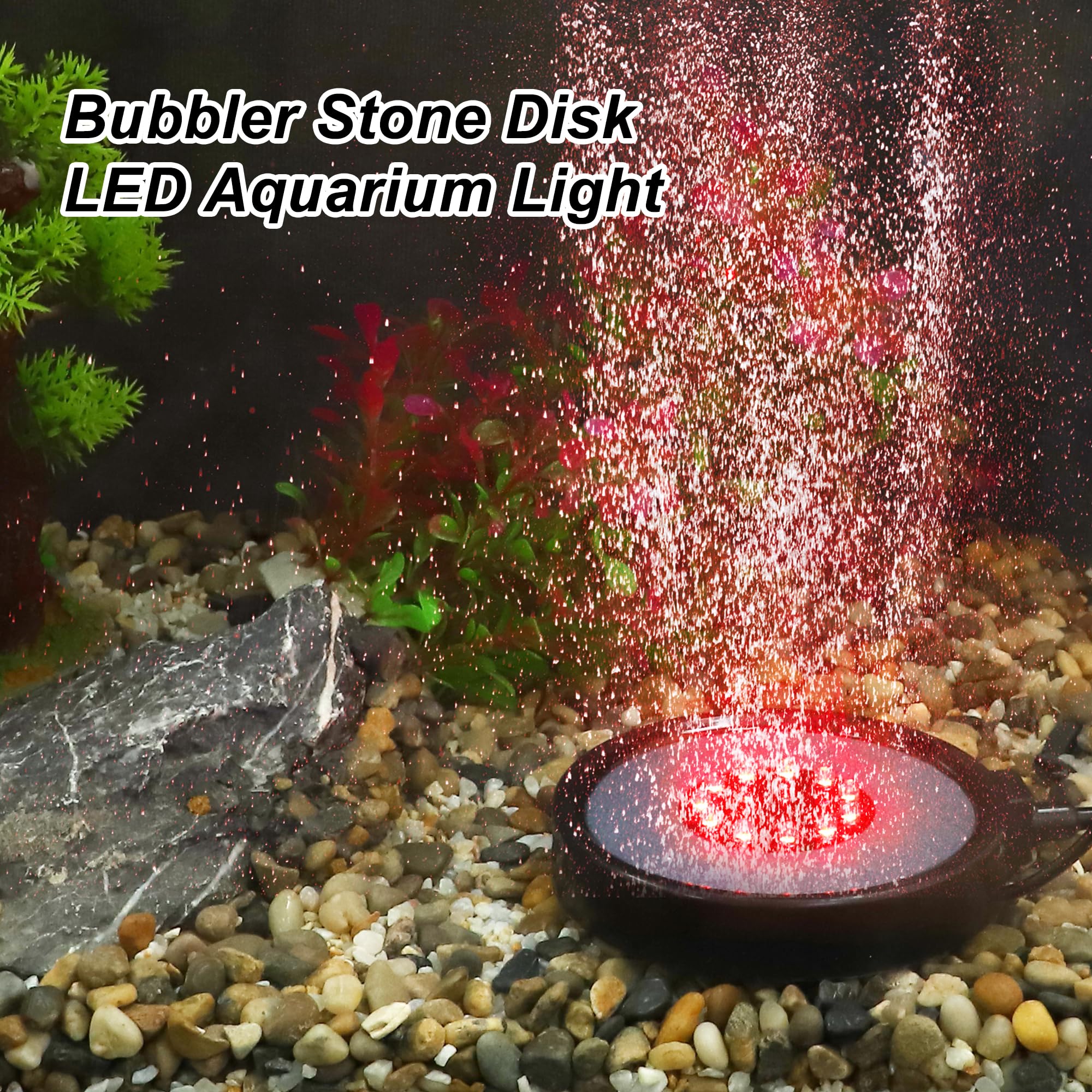 CAPASTEC LED Aquarium Air Bubble Light, Underwater Fish Tank Bubblers Stone Disk, 16 Color Fish Tank Light, Aquarium Light for P