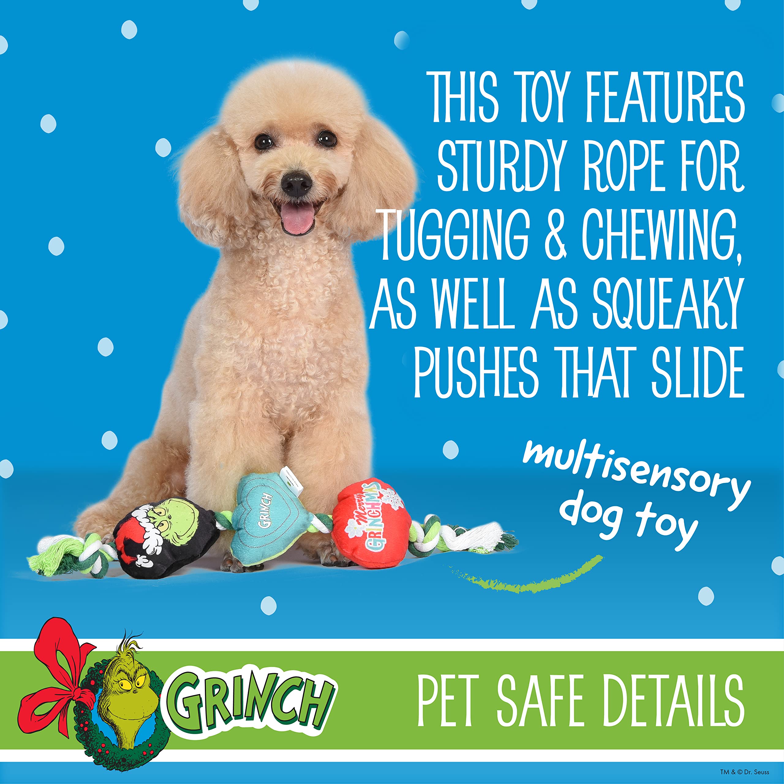 Dr. Seuss For Pets How The Gr Stole Christmas 14' Heart Rope Toy For Dogs | Squeaky Dog Toys, Rope Dog Toys, Holiday Toys For Dogs, Pet Christmas Stocking Gifts | The Gr Dog Toys (Ff25748)