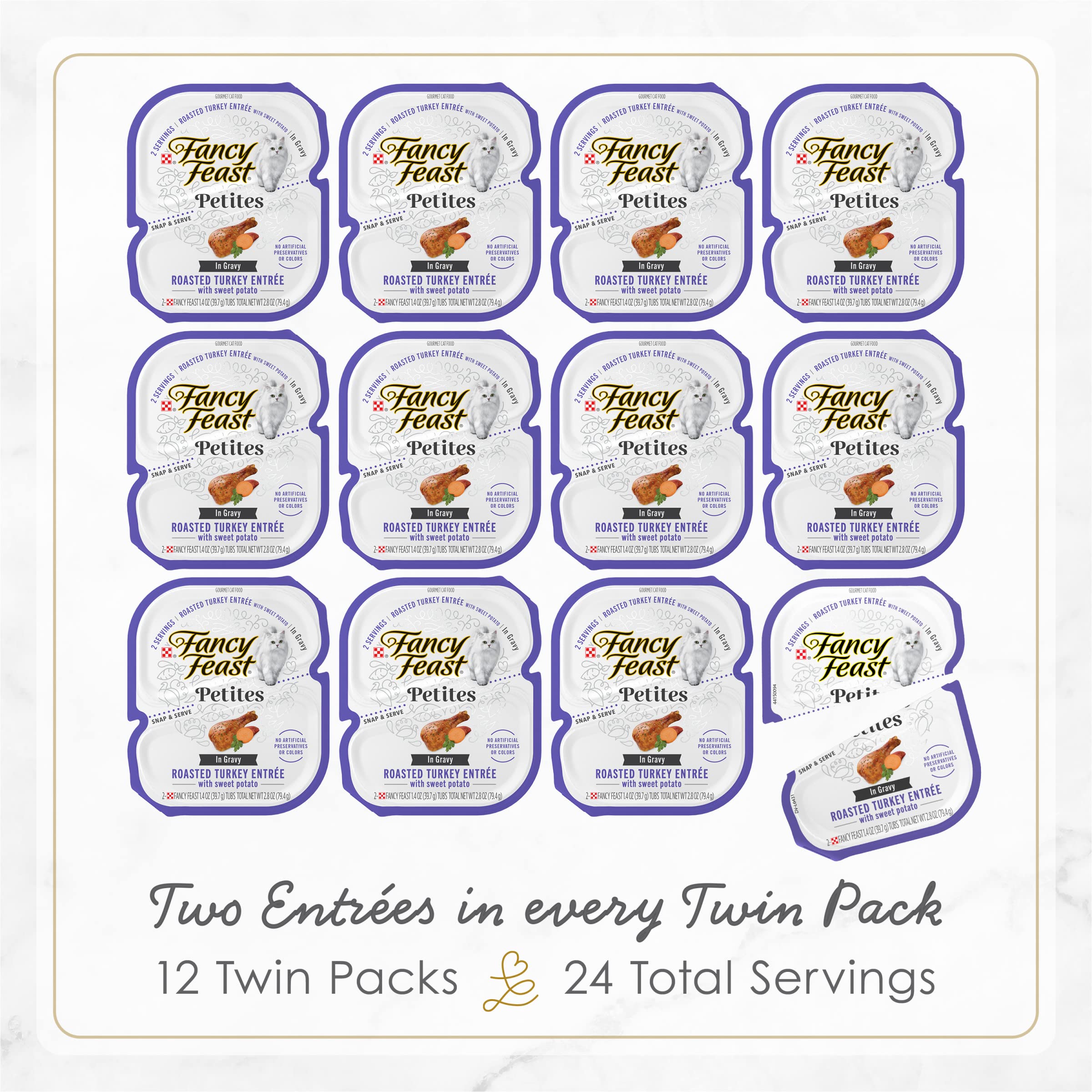 Purina Fancy Feast Petites With Roasted Turkey Entr  e with Sweet Potato in Gravy Gourmet Wet Cat Food - (Pack of 12) 2.8 oz. Tu
