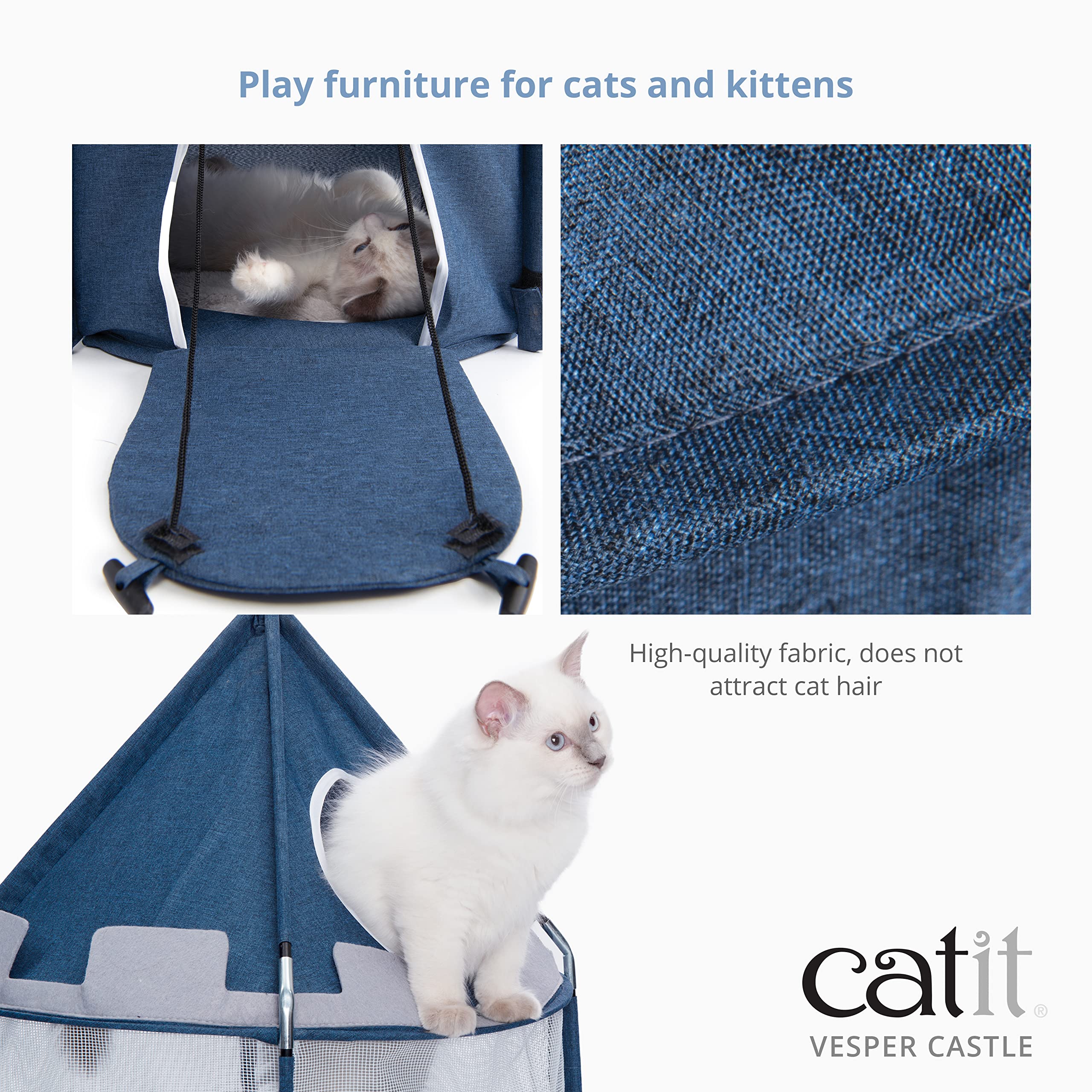 Catit Vesper Castle, Soft Cat Tower Hideout, Blue
