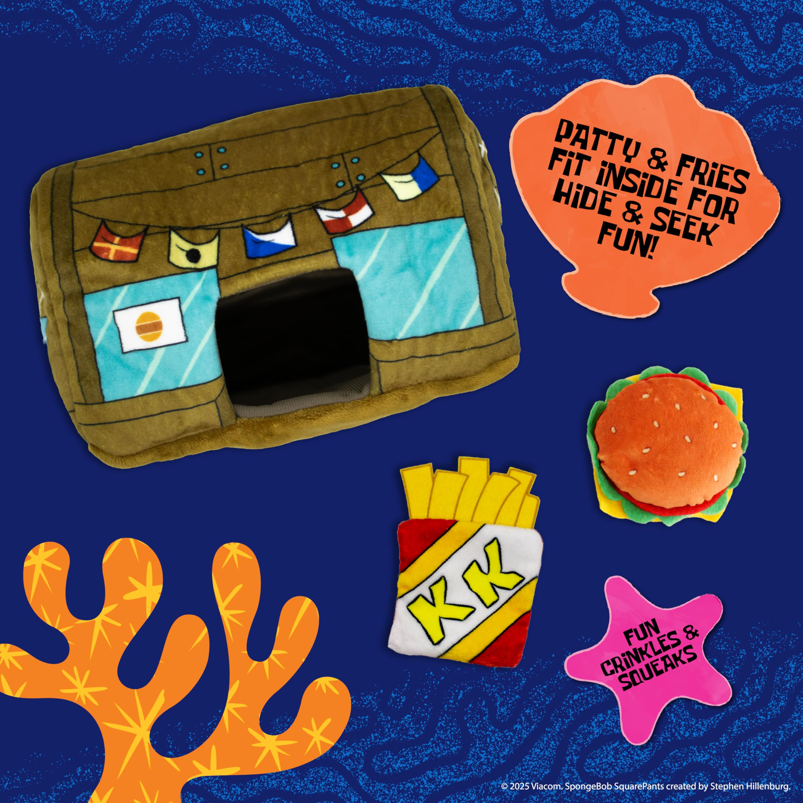 Design Lab, Inc. Spongebob Squarepants Official Merchandise | Spongebob Stuffed Animal Dog Toys | Krusty Crab, Burger & Fries -