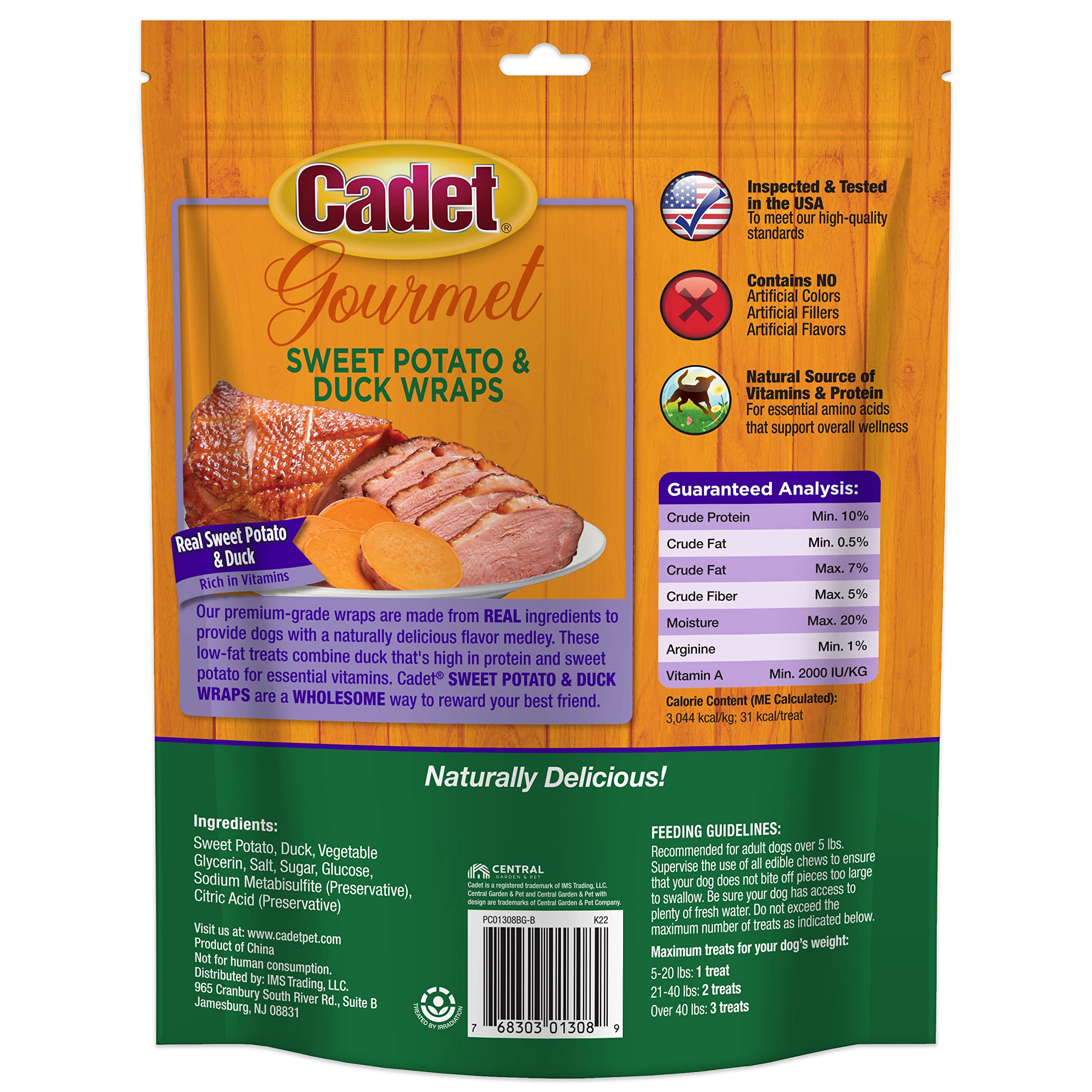 Cadet Gourmet Sweet Potato and Duck Wraps for Dogs