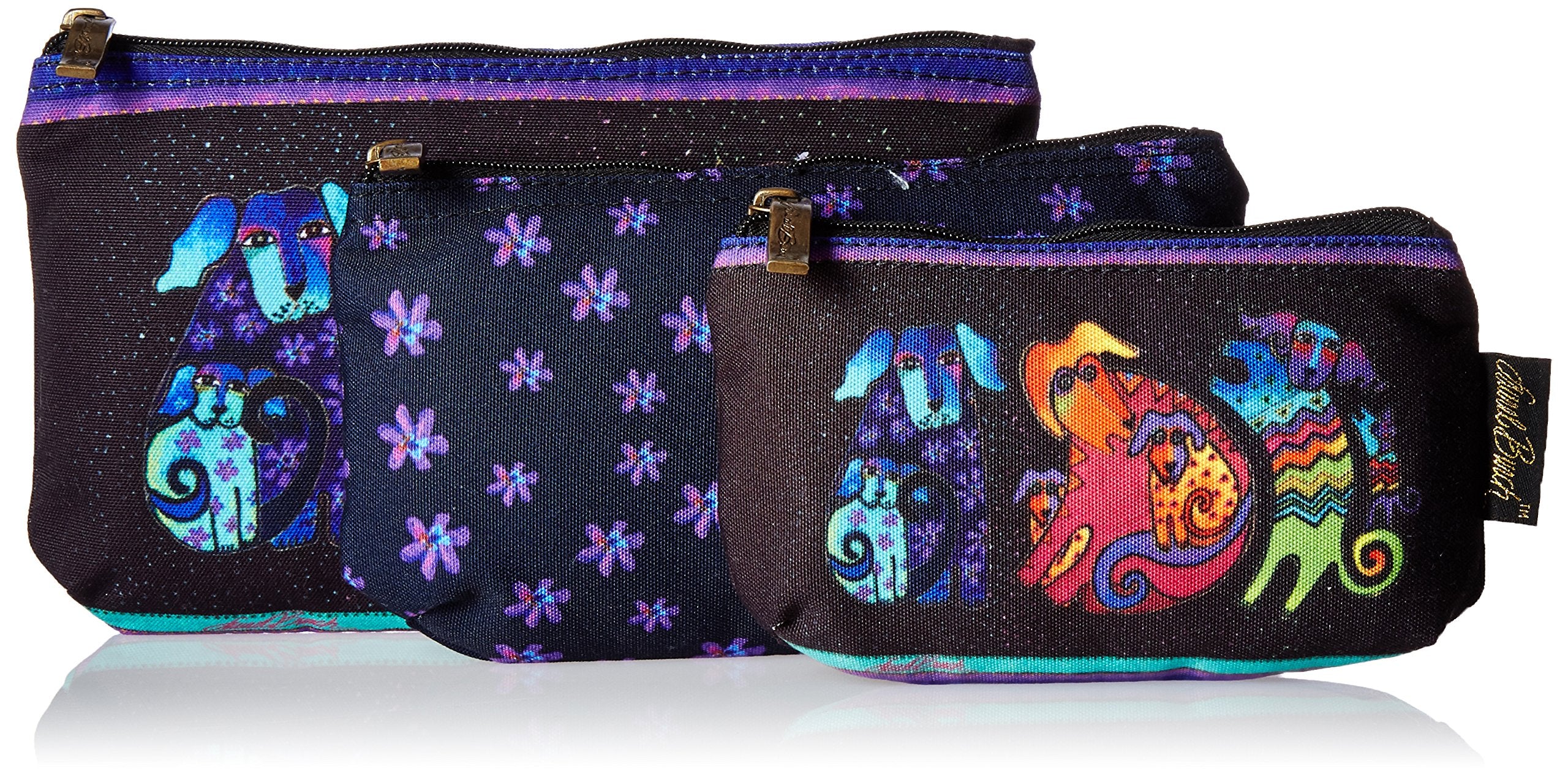 Laurel Burch 277986 Cosmetic Bags 3/Pkg, Dogs & Doggies