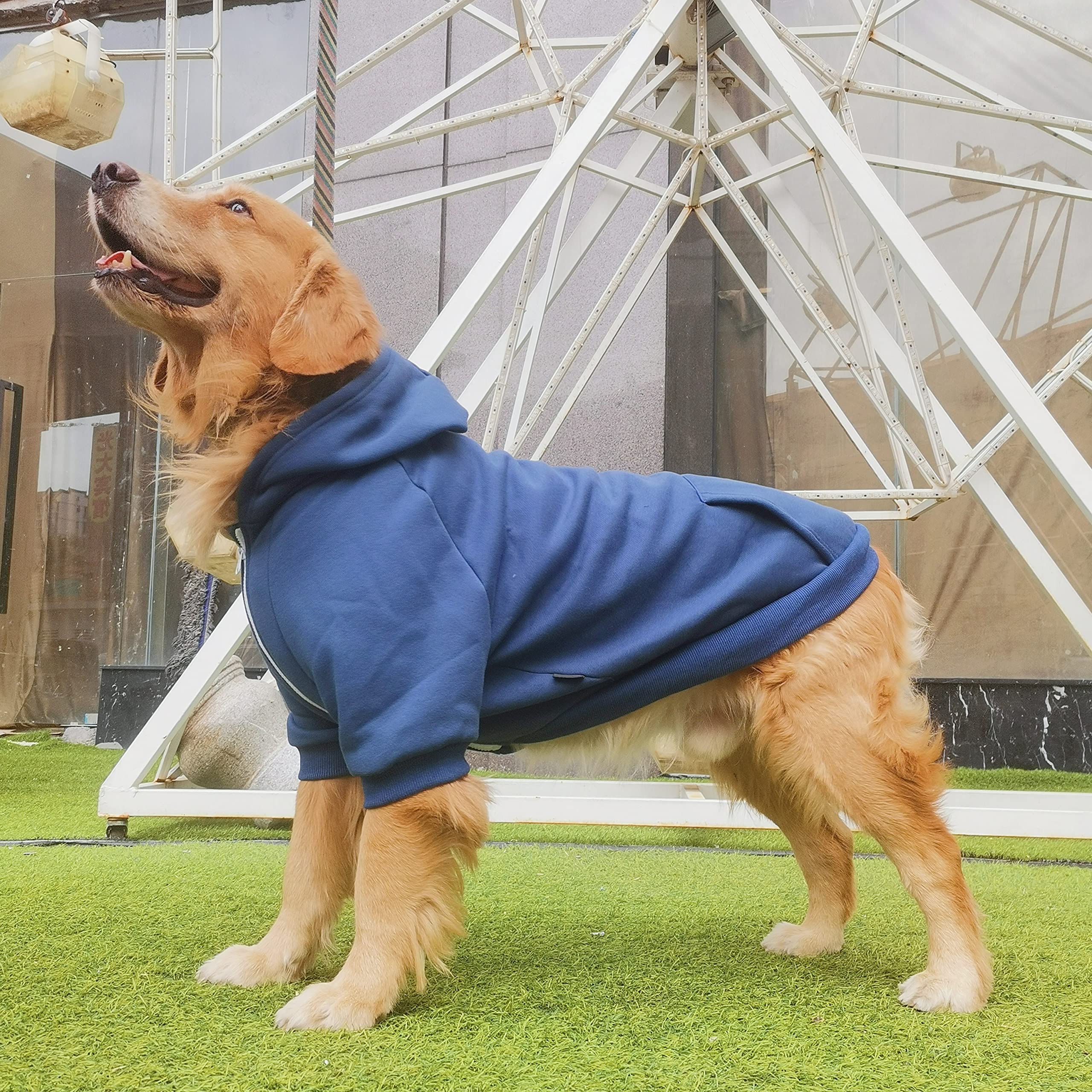 Arunners Extra Large Dog Clothes Hoodies Zip Up Sweaters For Big Dogs Labrador Golden Retriever Blue 5Xl