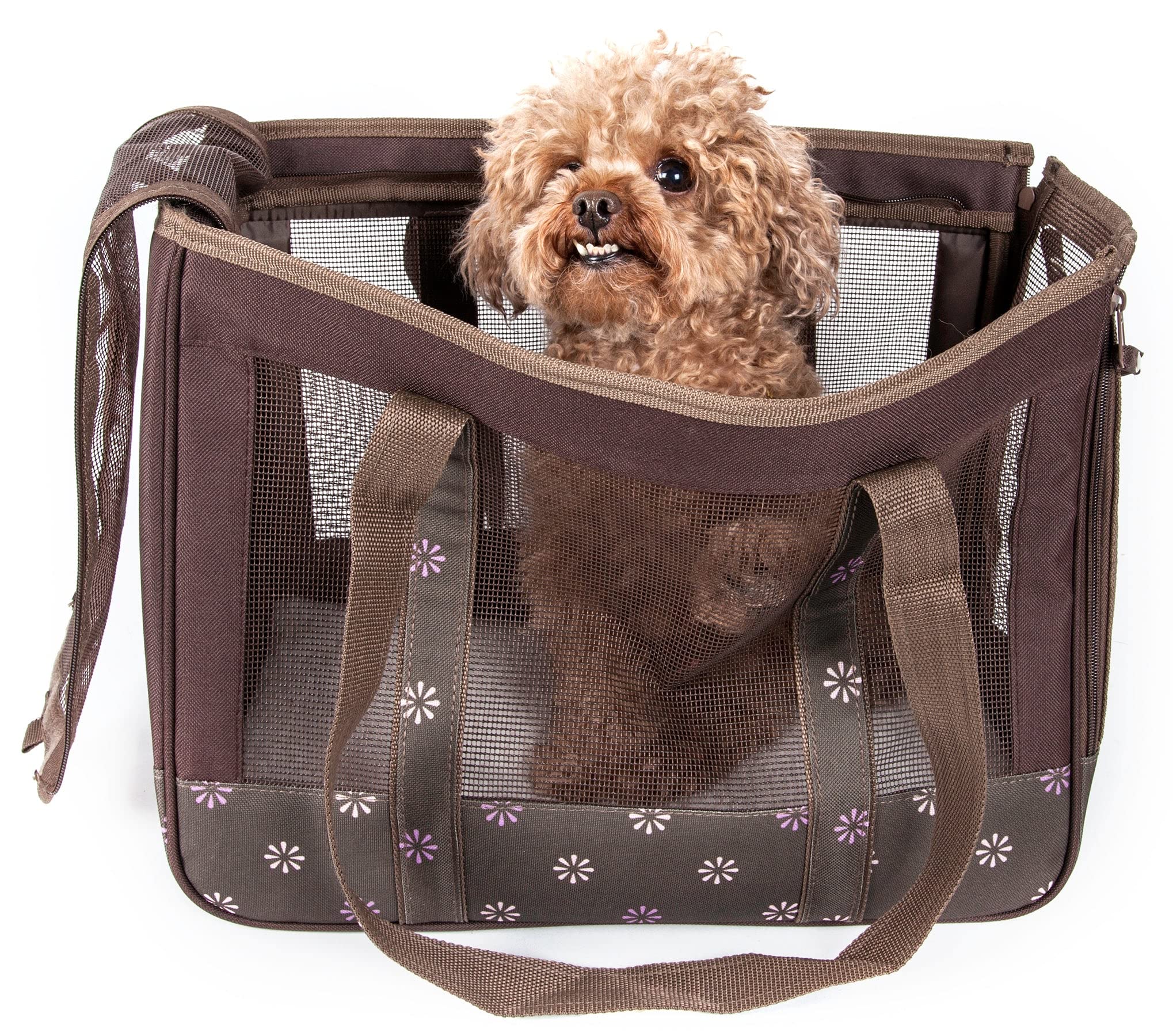Pet Life Surround-View Fashion Pet Carrier - Travel Airline Approved Dog Carrier With Dual-Mesh Sunroof