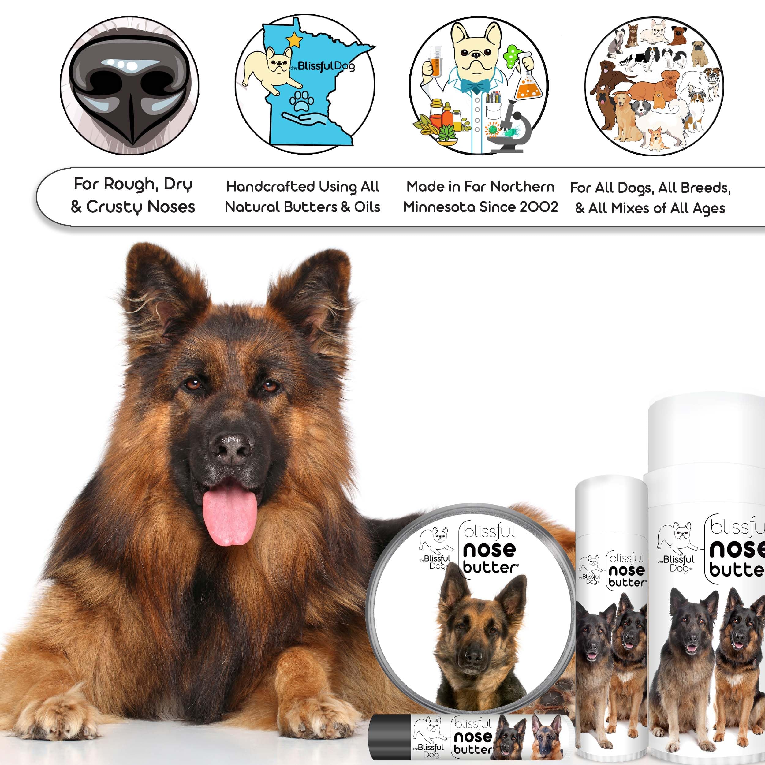 The Blissful Dog German Shepherd Unscented Nose Butter - Dog Nose Butter, 0.15 Ounce