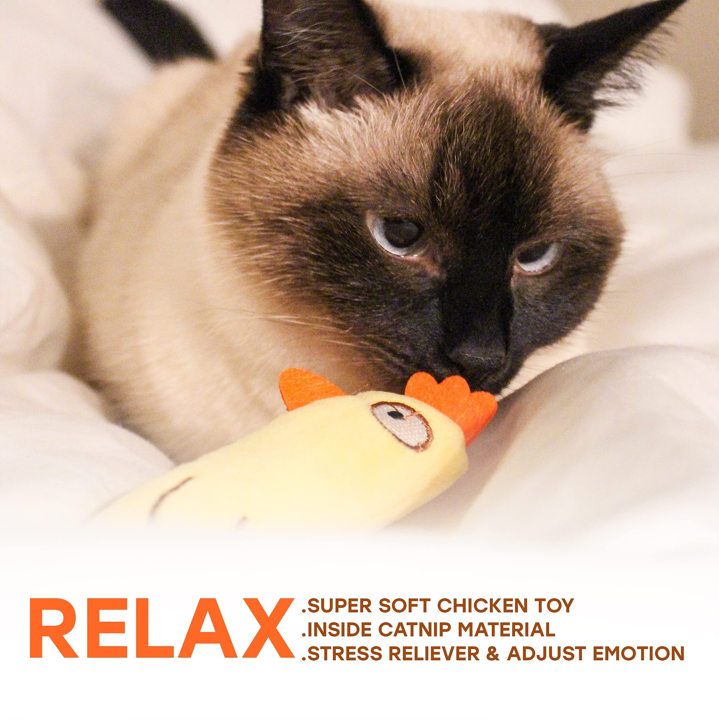 AlabongCat, Interactive Cat Toy, A Chicken Catnip Toy and Pink & Green Plush Cat Teaser Wand Toys - Funny, Entertaining, and Sti