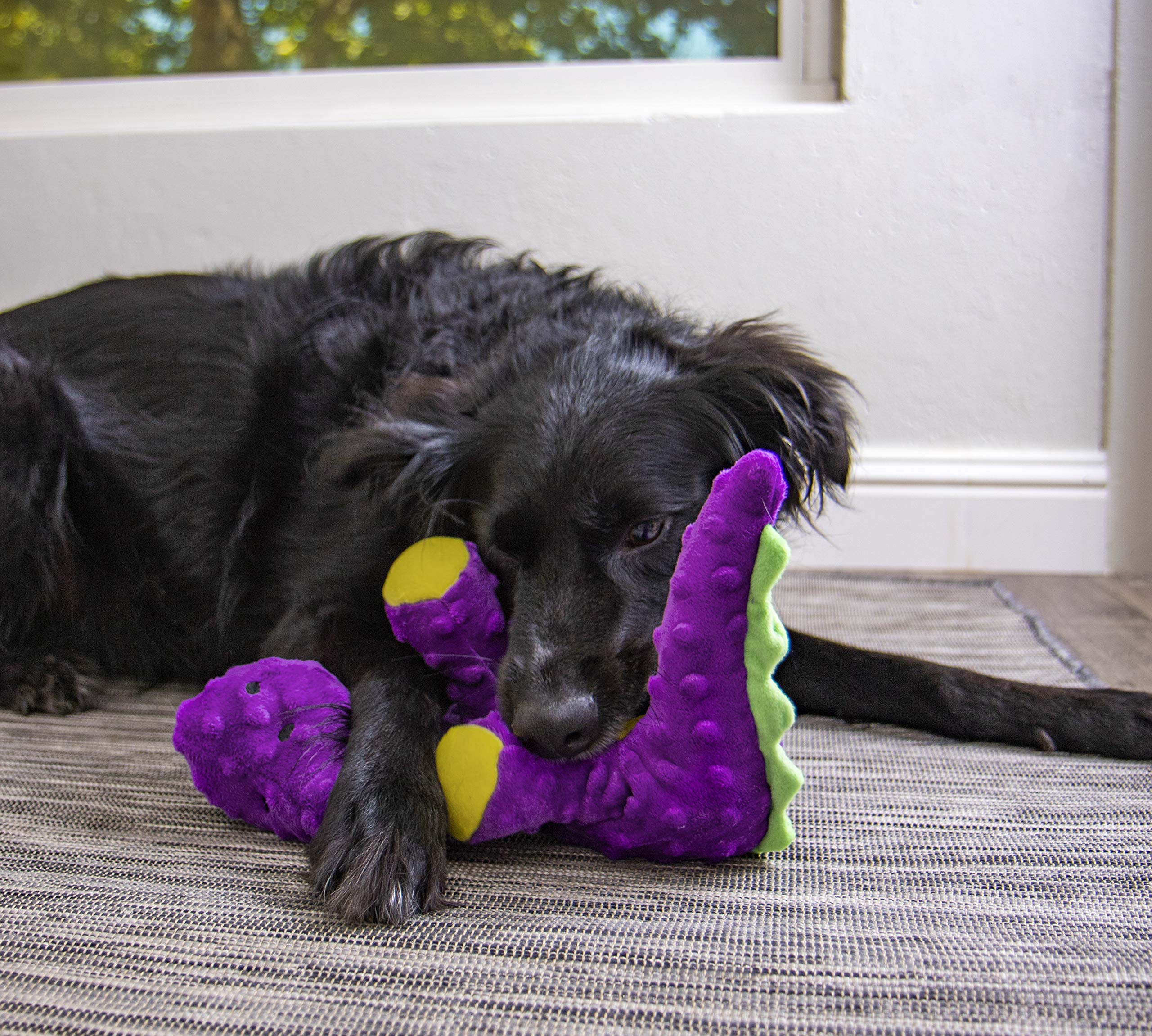 Godog Dinos Bruto Squeaky Plush Dog Toy, Chew Guard Technology - Purple, Large