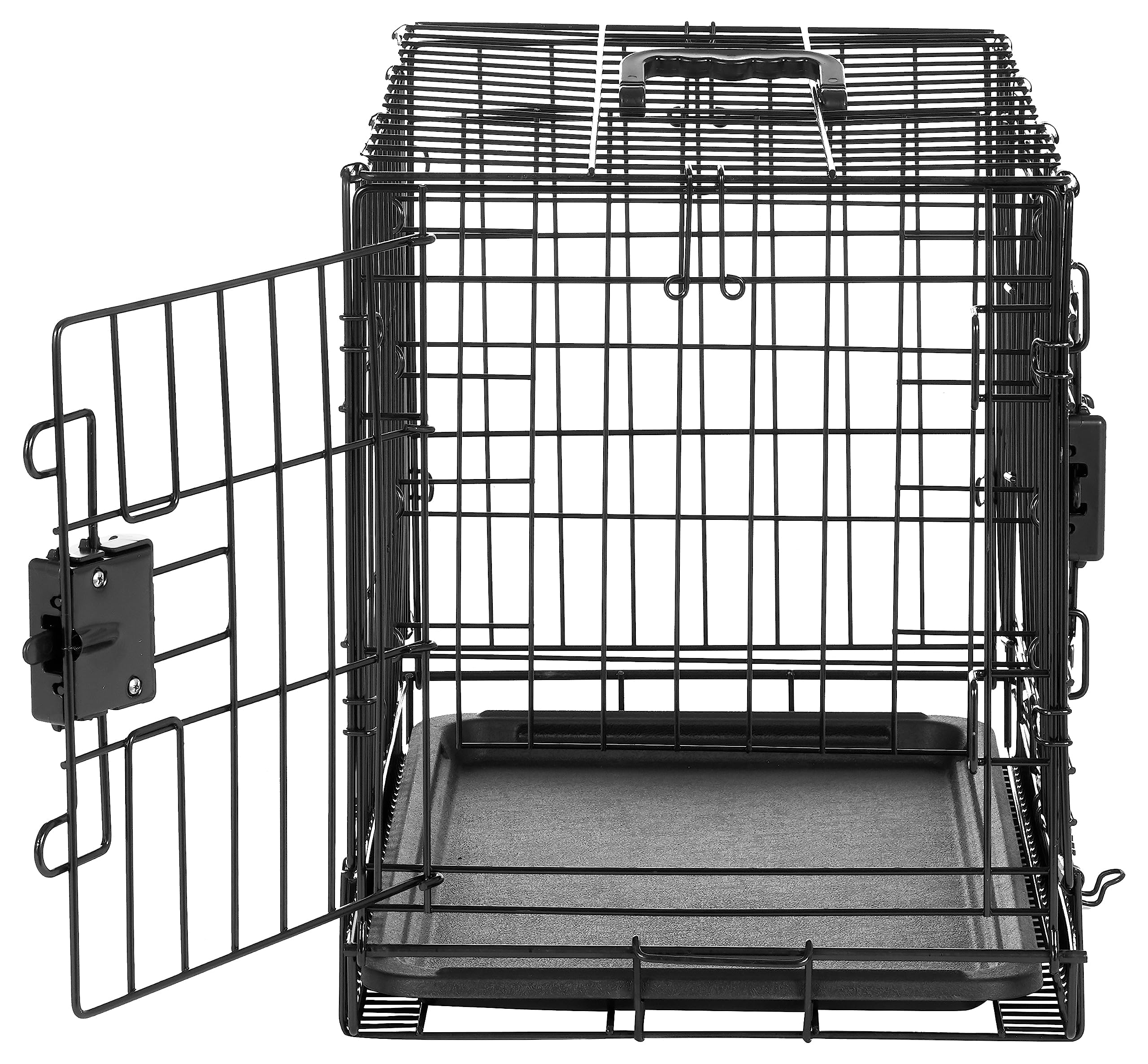 Amazon Basics Durable,Foldable Metal Wire Dog Crate With Tray, Double Door, Divider, 22 X 13 X 16 In, Black
