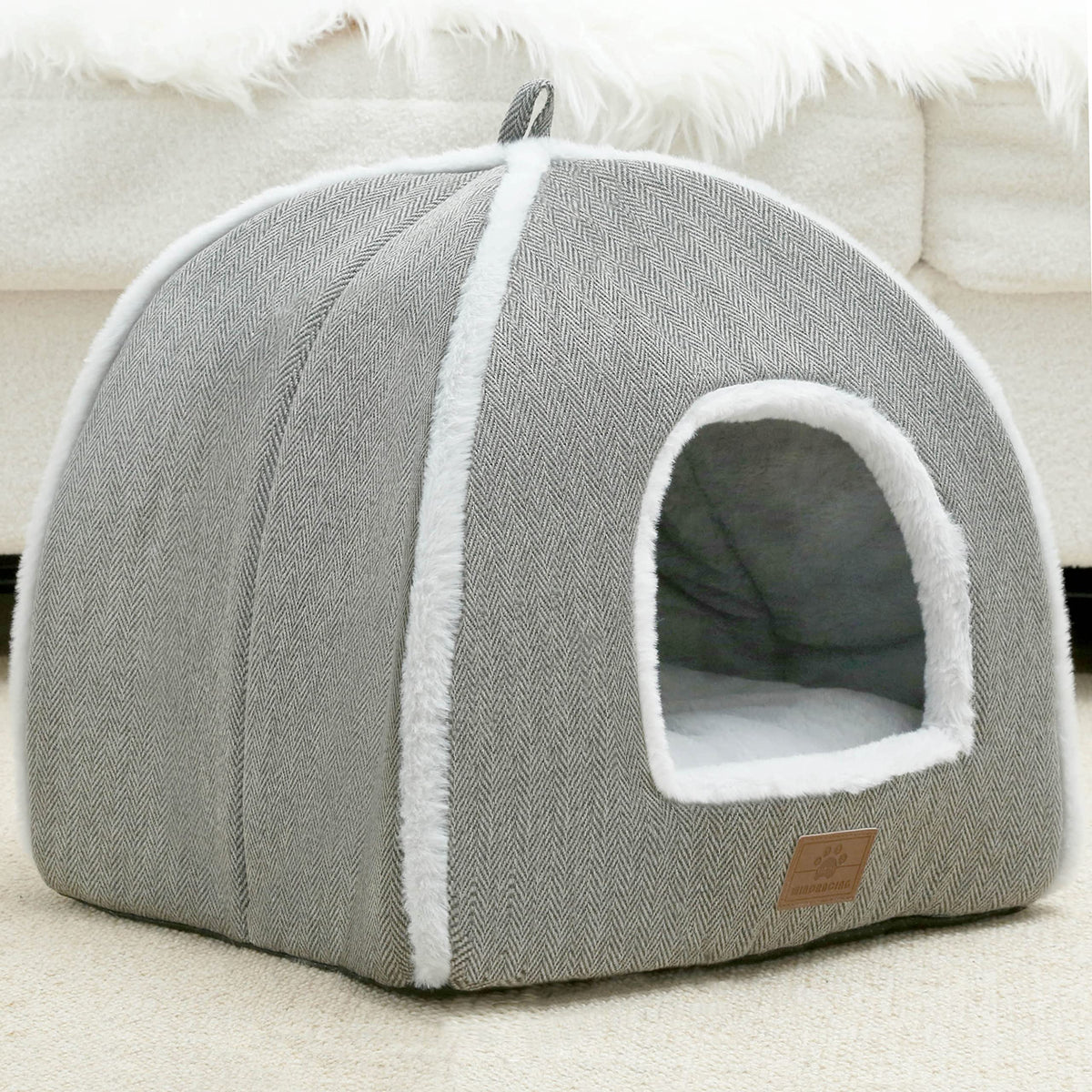 Cat Beds For Indoor Cats, Foldable Cat Bed Cave, Cat House With Washable Cushions, Cat Bed For Kittens, Small Pets, Cat Tent, Soft And Warm Indoor Cat House, Gray…