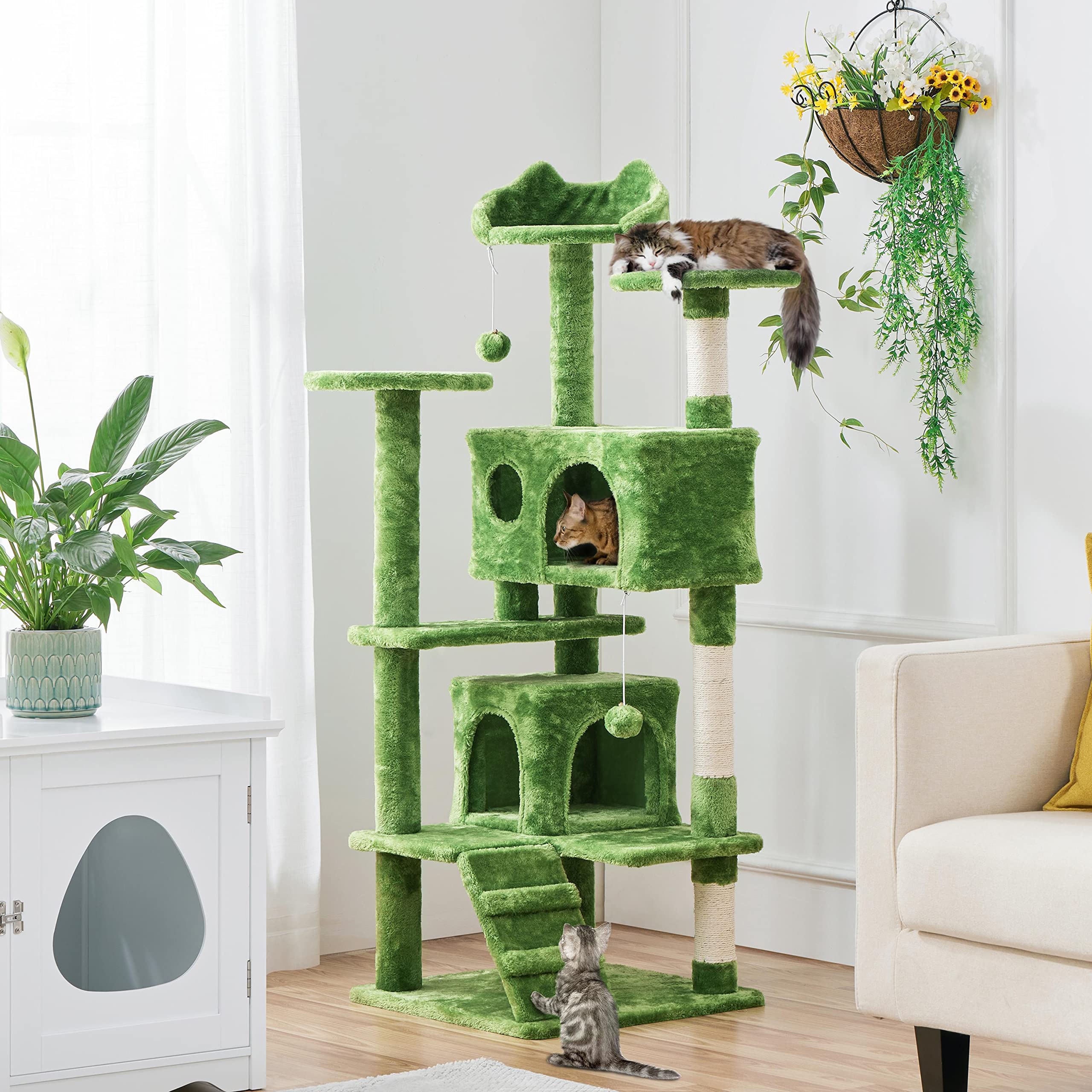 Yaheetech 54In Cat Tree, Cat Tower With Large Cat Condo Sisal Scratching Posts And Dangling Balls, Cat Furniture For Pets Kitten