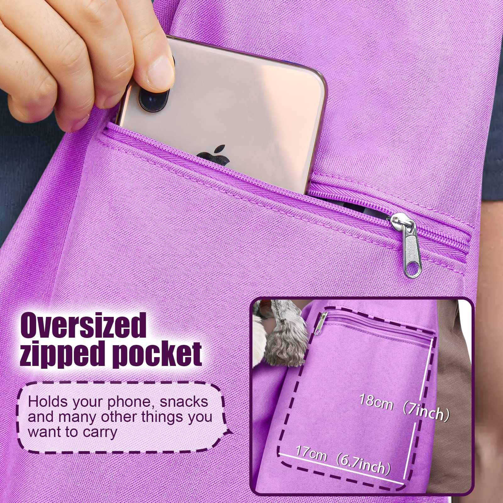 Aofook Dog Cat Sling Carrier Adjustable Padded Shoulder Strap With Large Zipper Pocket & Mesh Pocket For Outdoor Travel