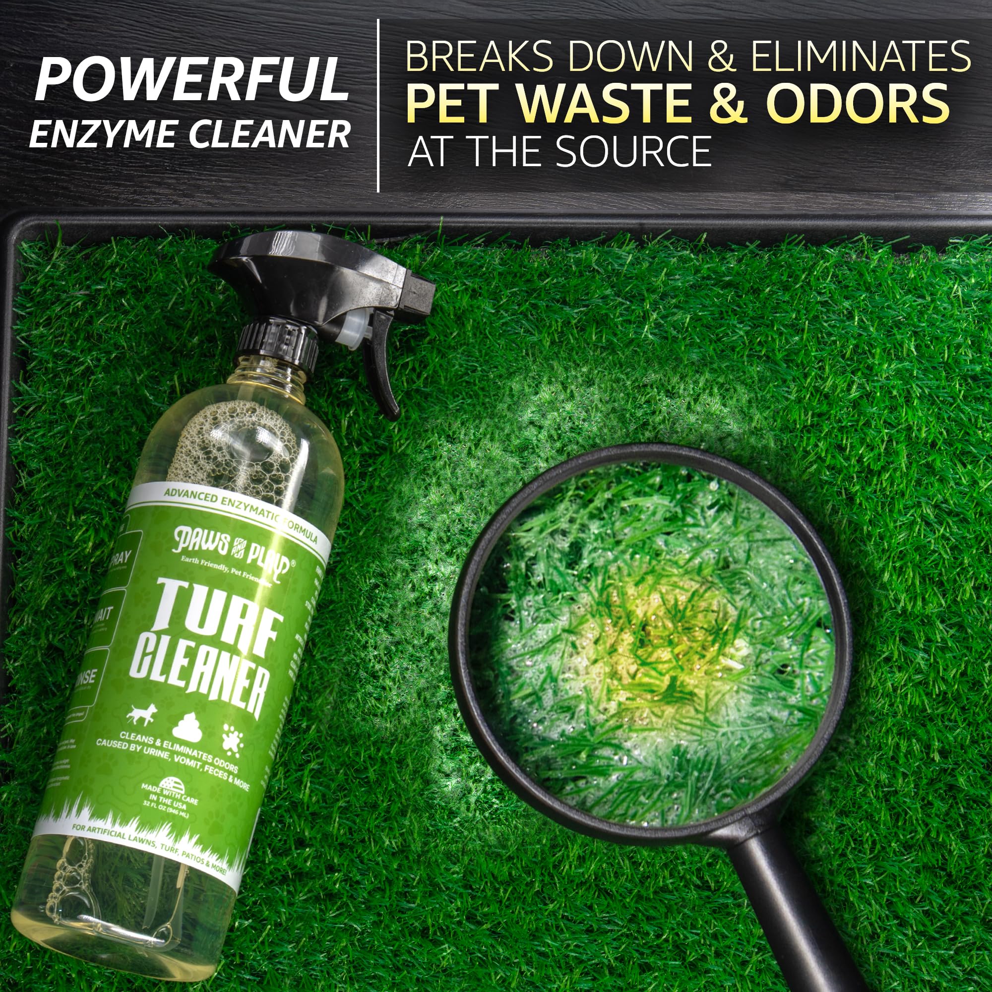 Paws and Play Turf Cleaner for Pet Urine Outdoor and Indoor | Artificial Grass Dog Urine Cleaner That Cleans and Deodorizes Pet