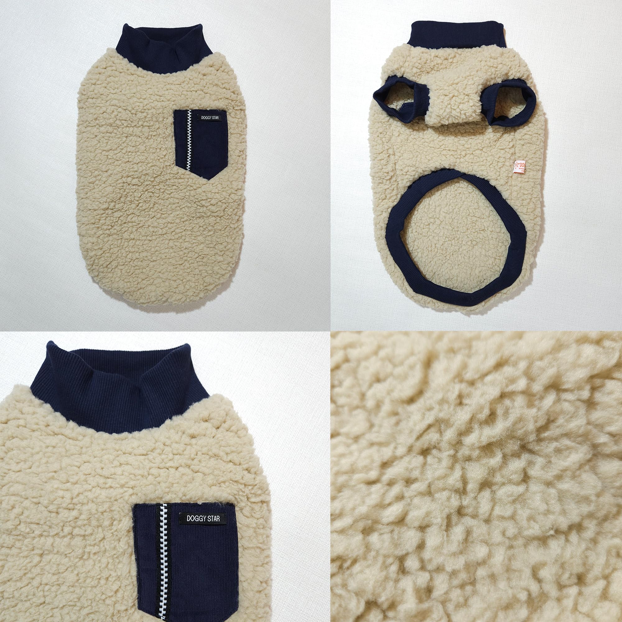 D Doggy Star Dachshund Sweater For Dogs Warm Fleece Clothes Winter Coat (Xl,Navy Pocket)