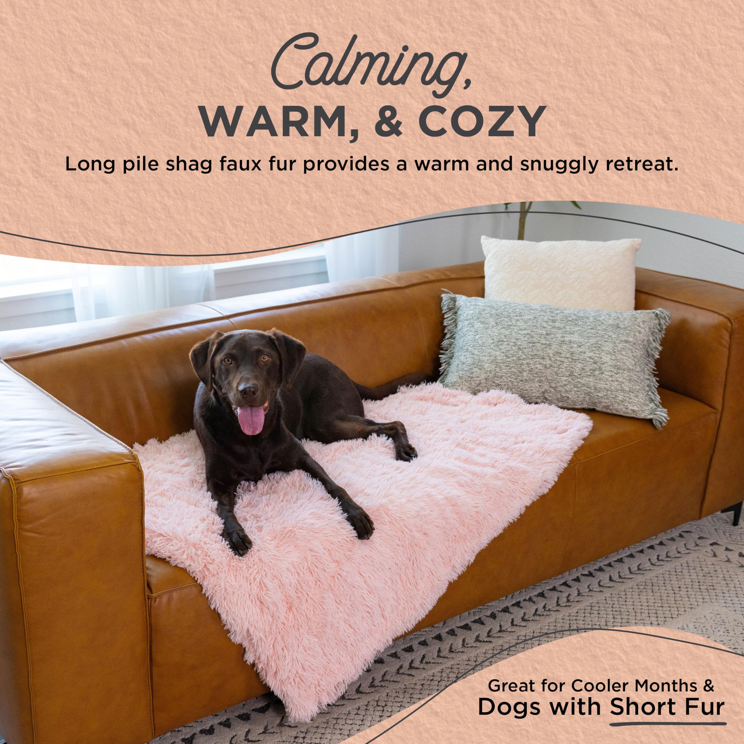 Best Friends By Sheri Calming Shag Dog Blanket - Ultra Soft Faux Fur Pet Throw, Anxiety-Relief, Lightweight Warm Bed Cover For D