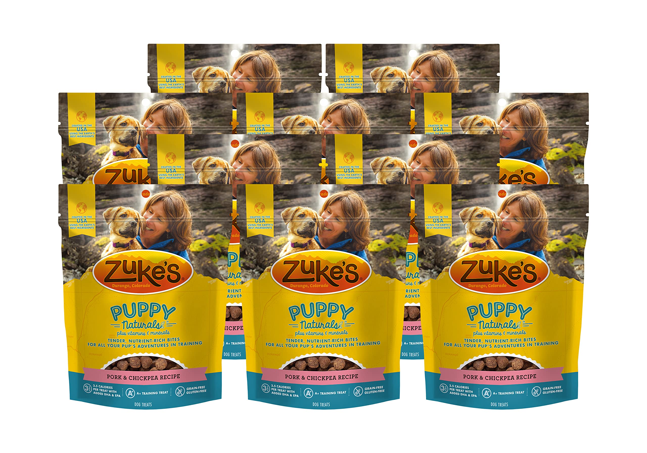 Zukes Puppy Naturals Grain Free Pork and Chickpea Dog Treats 5 Oz