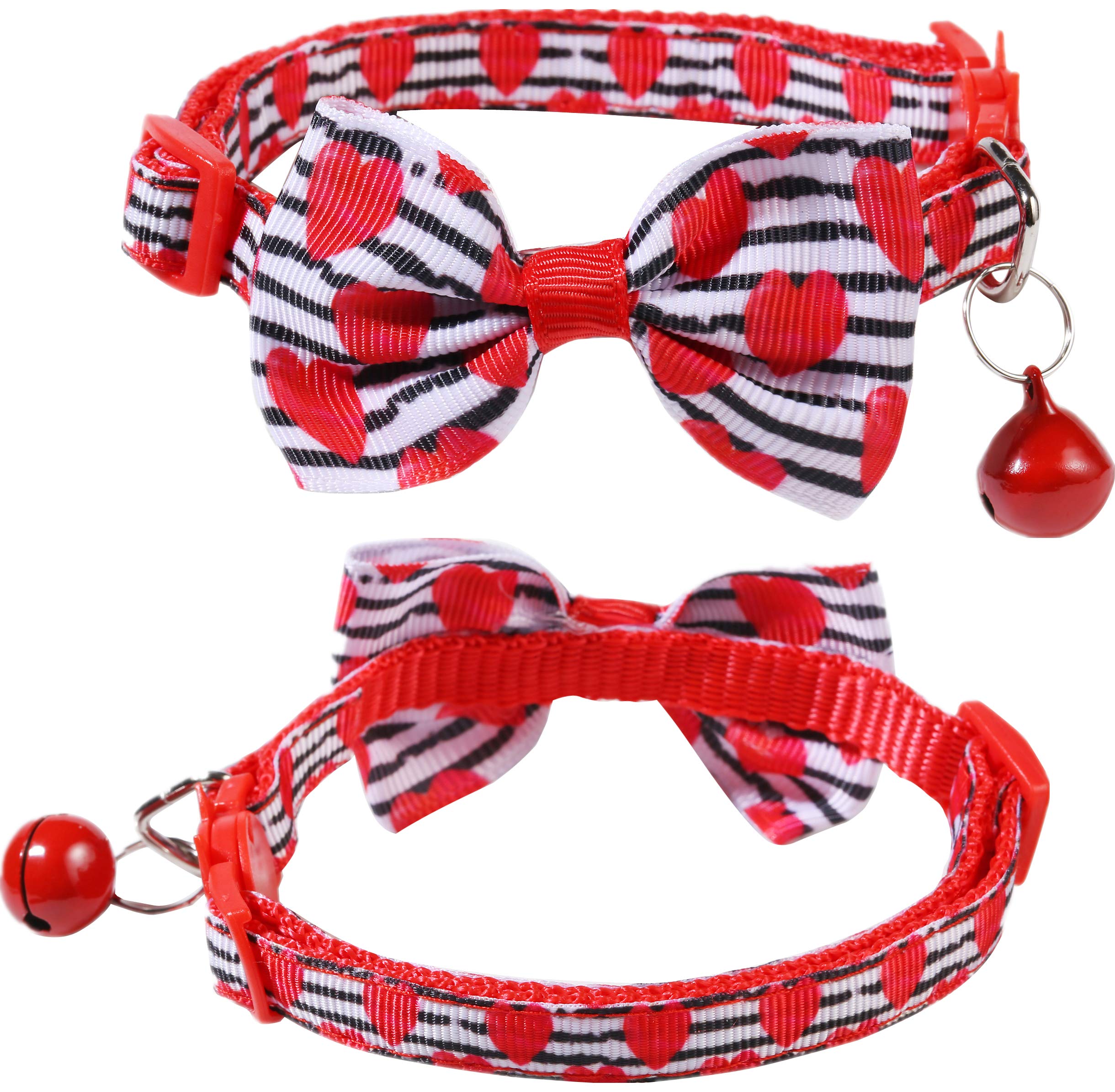 Boombone 2 Pack Valentines Cat Collar,Puppy Collar With Bell