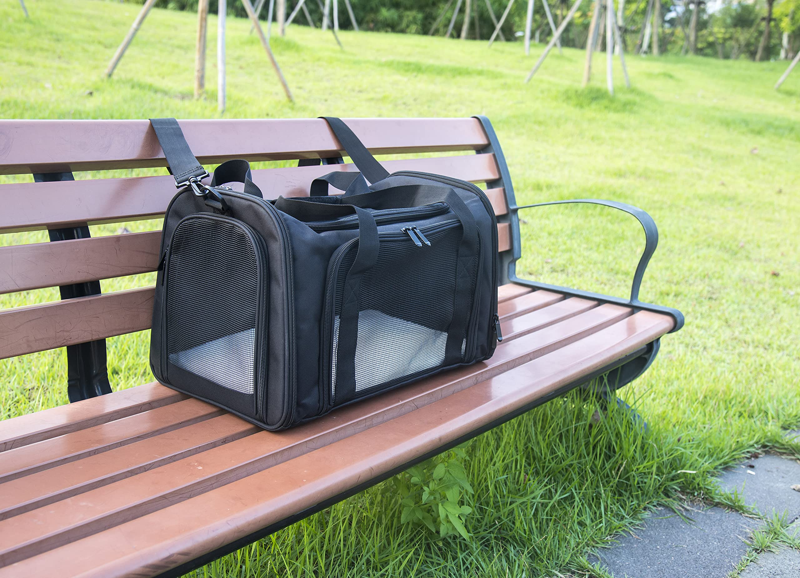 Nextfri Soft Sided Carrier For Small Medium Cats Dogs,Removable Pad Collapsible Travel Pet Carrier Large Watermelon