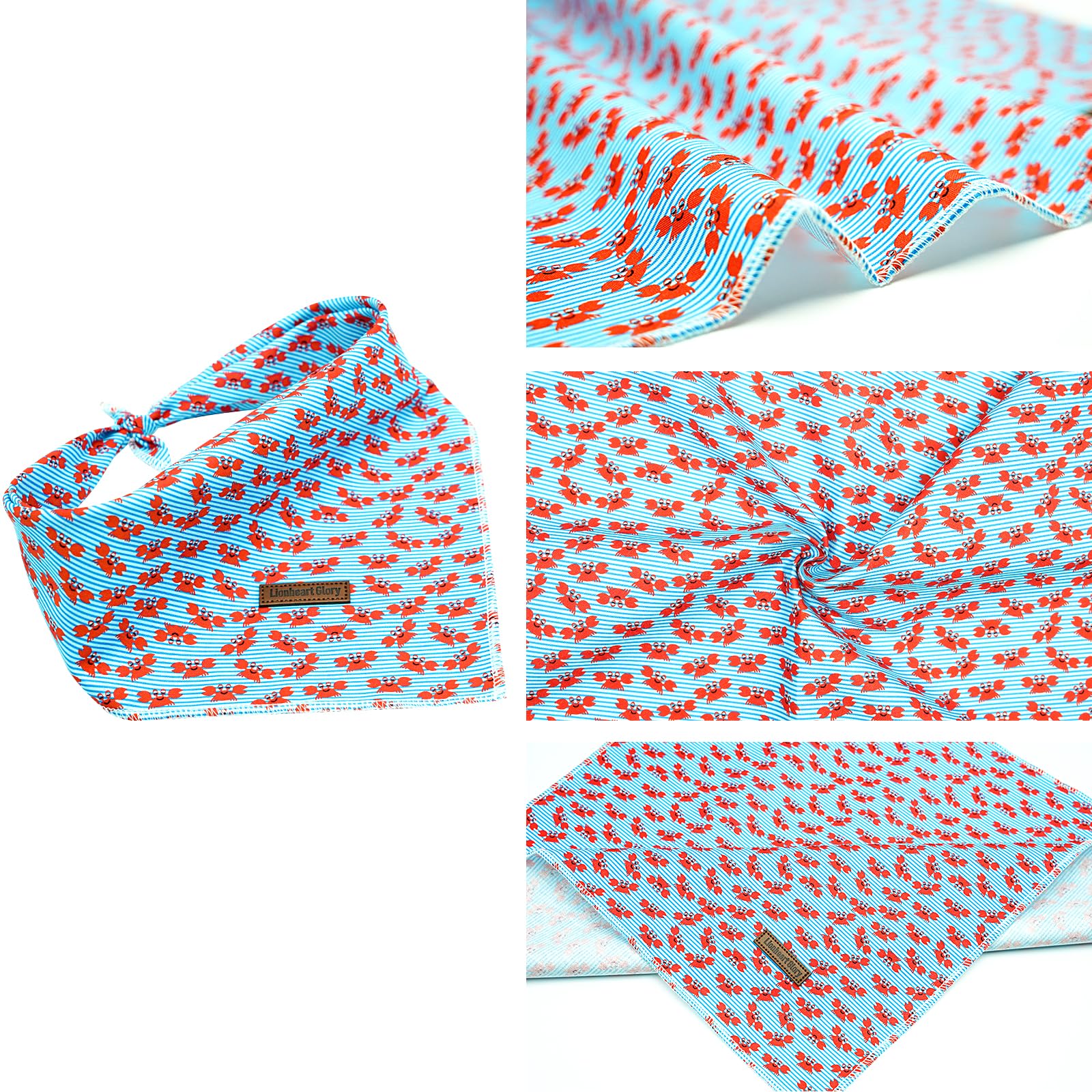 Lionheart Glory Blue Stripe Dog Bandana 1 Pack Washable Soft Dog Scarf, Square Adjustable Dog Bandanas For Small Medium Ogs, N:C