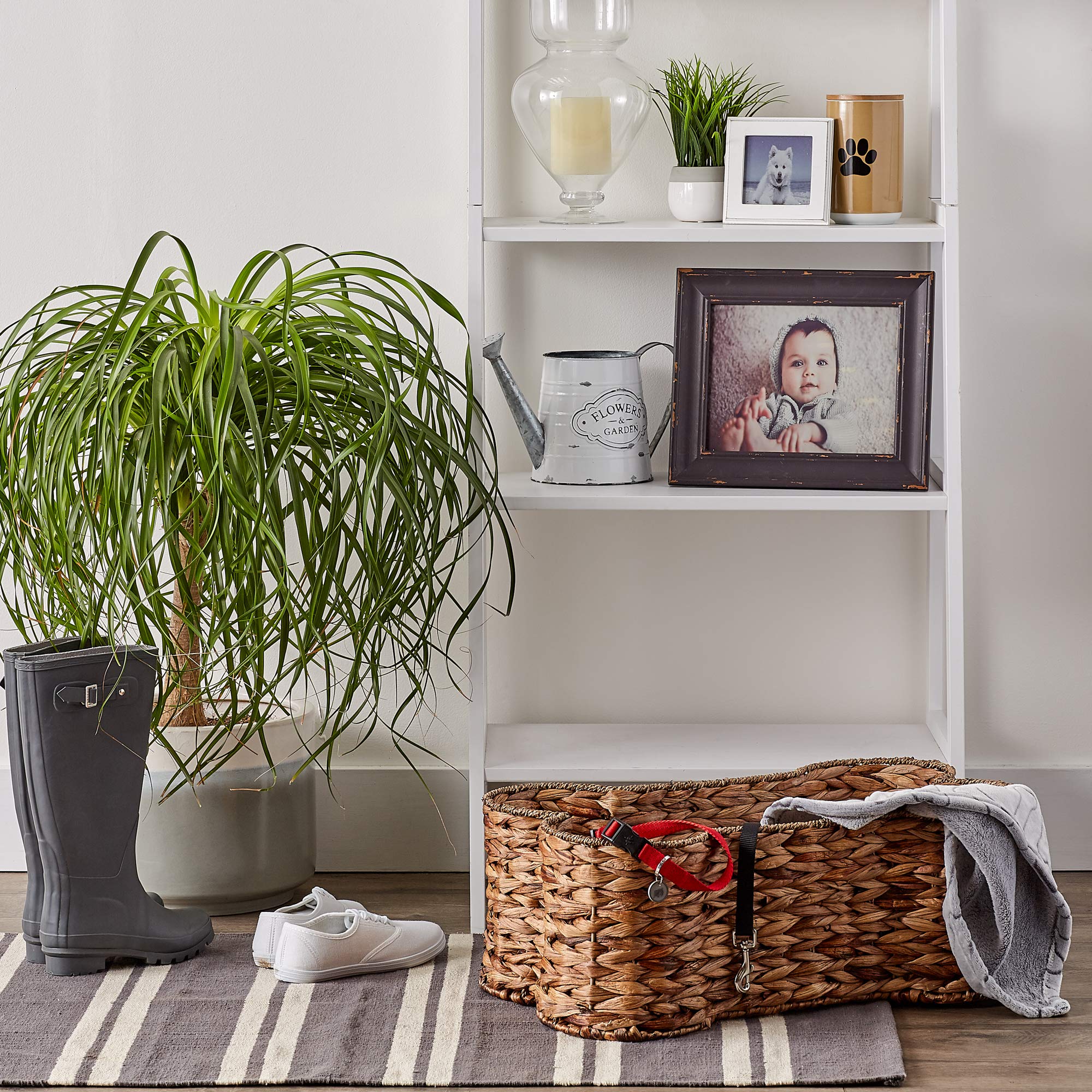 Bone Dry Pet Storage Collection Bone Shape Hyacinth Toy Basket, Dark Brown, Large