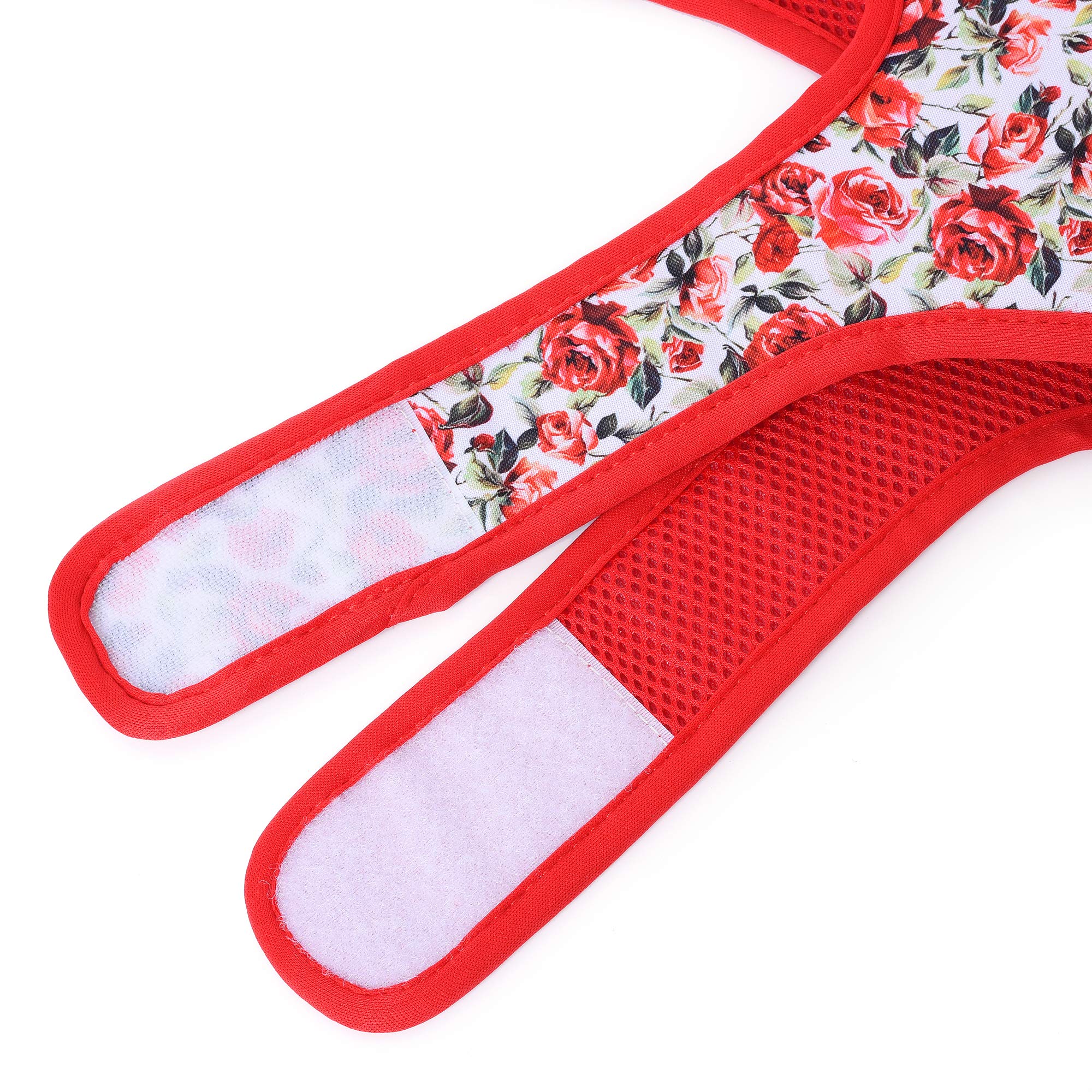Mile High Life | Easy Get On Air Mesh Vest Harness | Spring Floral Collection | Adjustable Easy Closures Both Neck And Chest |20 Lbs Small Dogs & Cats | Red Rose | S Chest Size (16'-18')