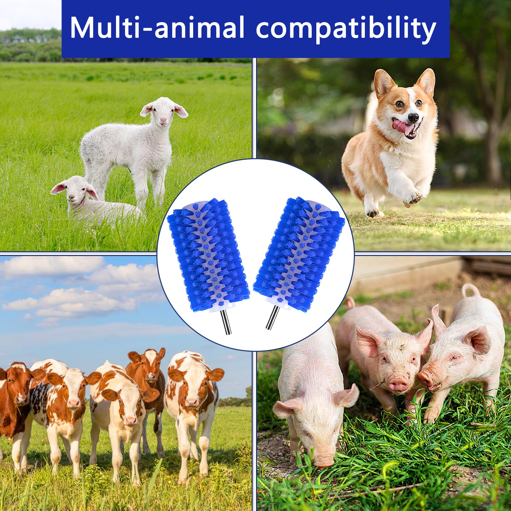 Ebaokuup 2 Pcs Livestock Mini Roto Drill Brush Attachment-0.2 Inch Drill Shank Cattle Fur Brush-Cattle Scratcher Roto Brush For