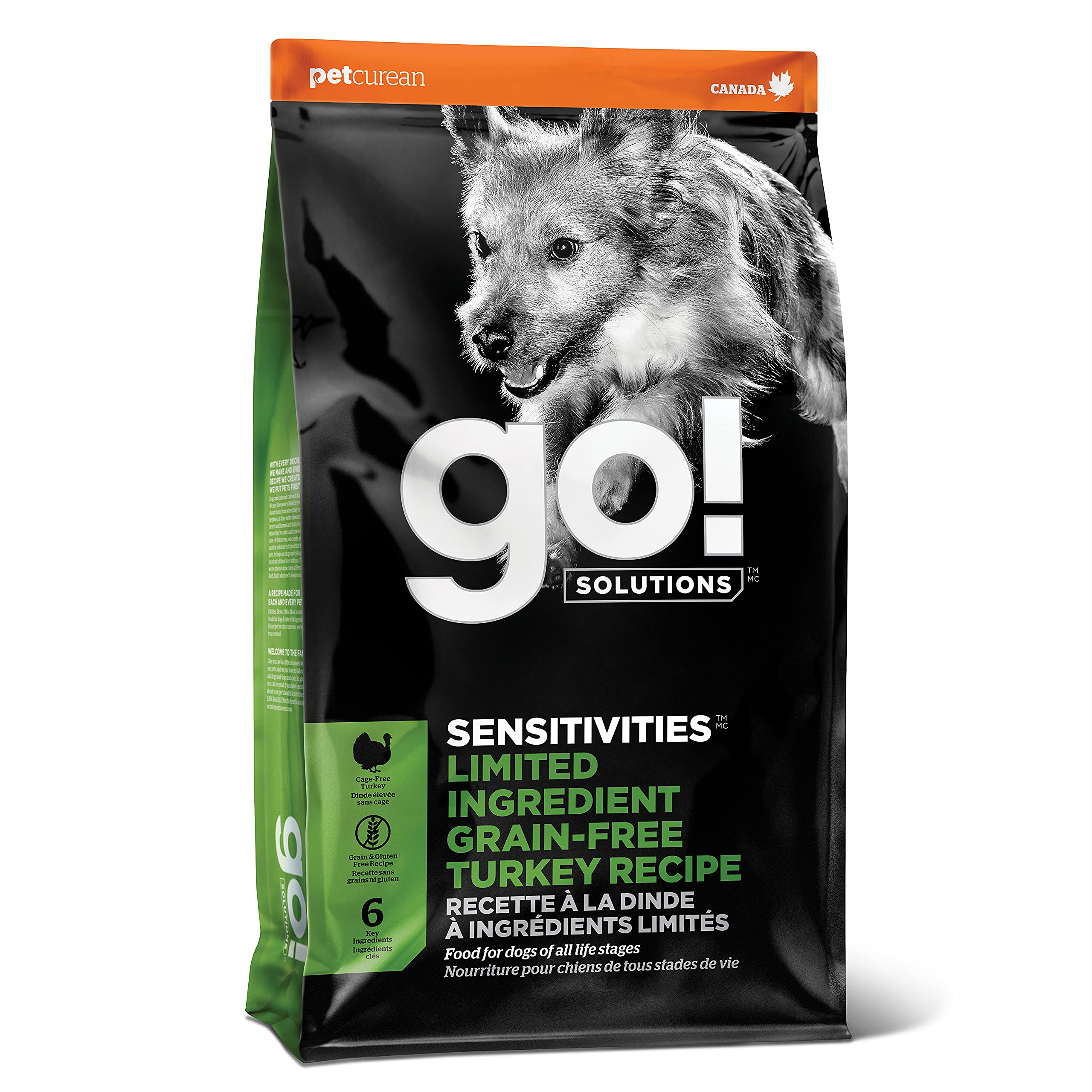 Go! Solutions Sensitivities Limited Ingredients, Grain-Free Dry Dog Food, Turkey Recipe for Sensitive Stomach, 12 lb Bag