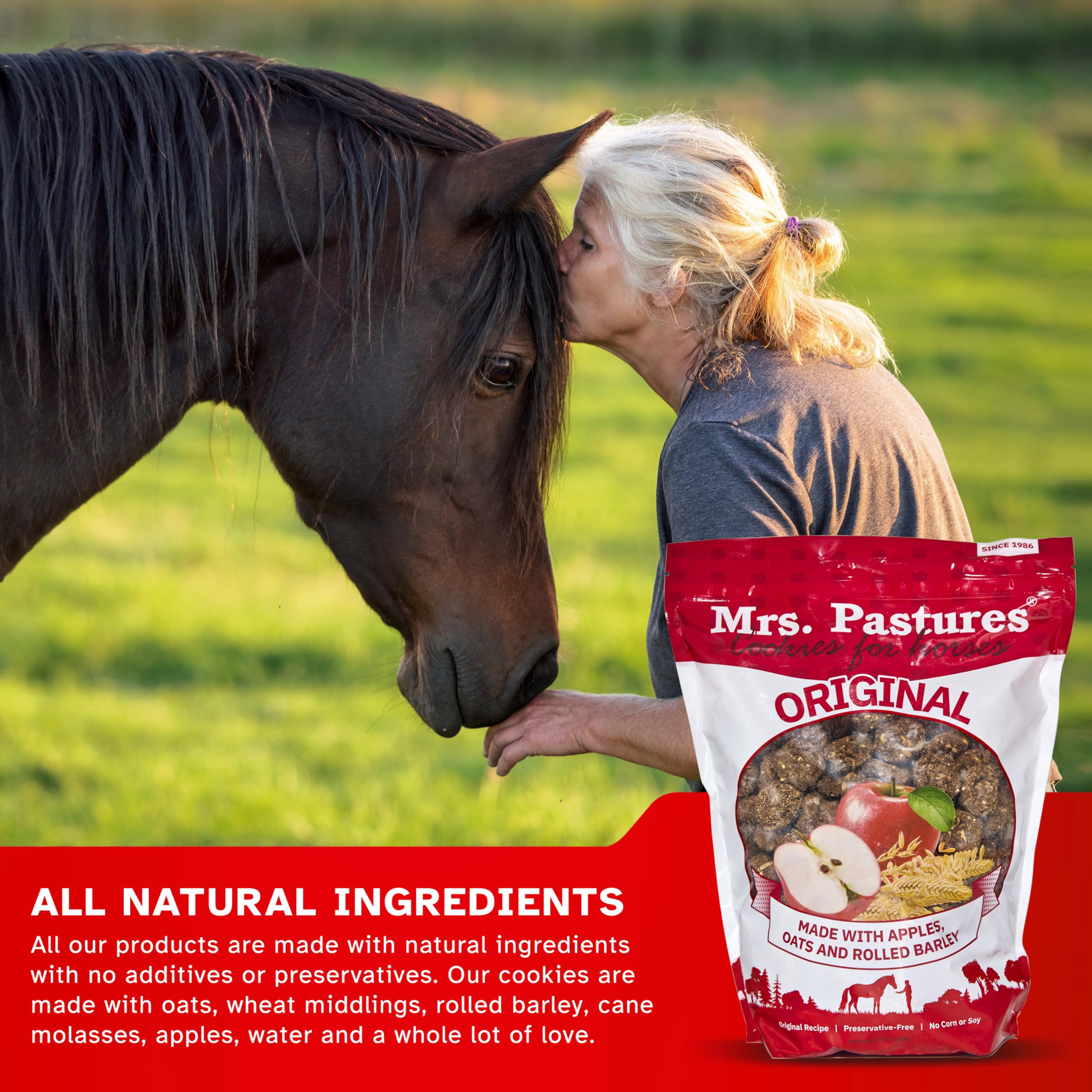 Mrs Pastures Cookies and Treats for Horses - Premium Horse Treats - Made with Apples, Oats, and Rolled Barley - Preservative Fre