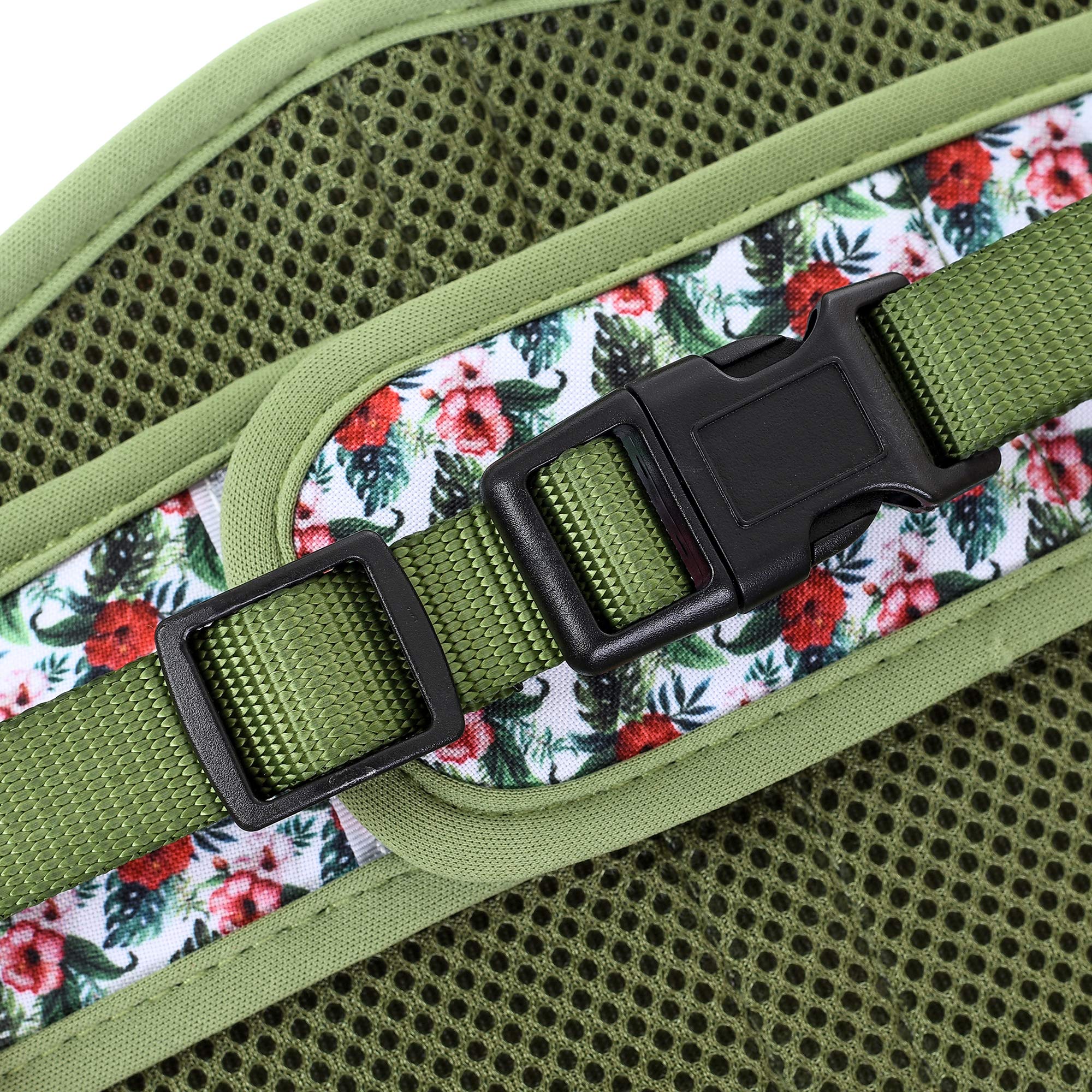 Mile High Life | Easy Get On Air Mesh Vest Harness | Spring Floral Collection | Adjustable Easy Closures Both Neck And Chest |20 Lbs Small Dogs & Cats | Wild Rose | M Chest Size (18'-20')