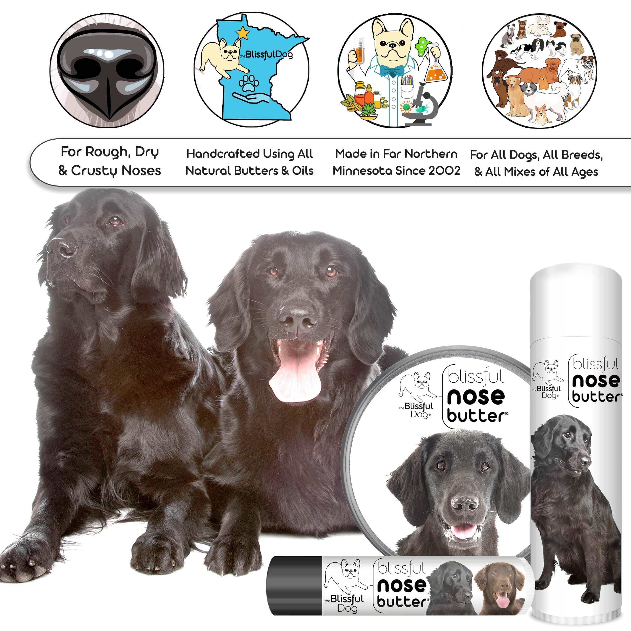 The Blissful Dog Flat-Coat Retriever Unscented Nose Butter - Dog Nose Butter, 0.15 Ounce