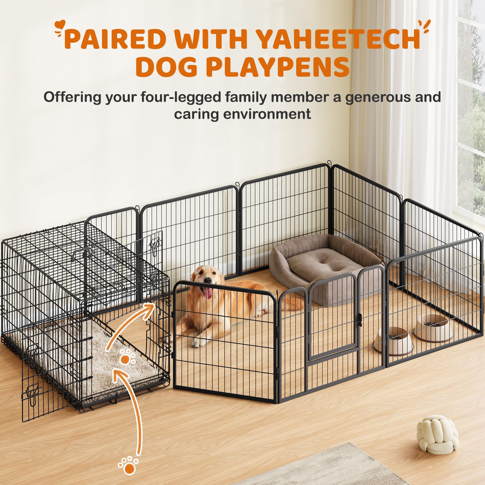 Yaheetech 42 inch Double Door Dog Crate w/Divider for Puppy to Adult XL Collapsible Metal Crate with Removable Tray Wire Dog Ken