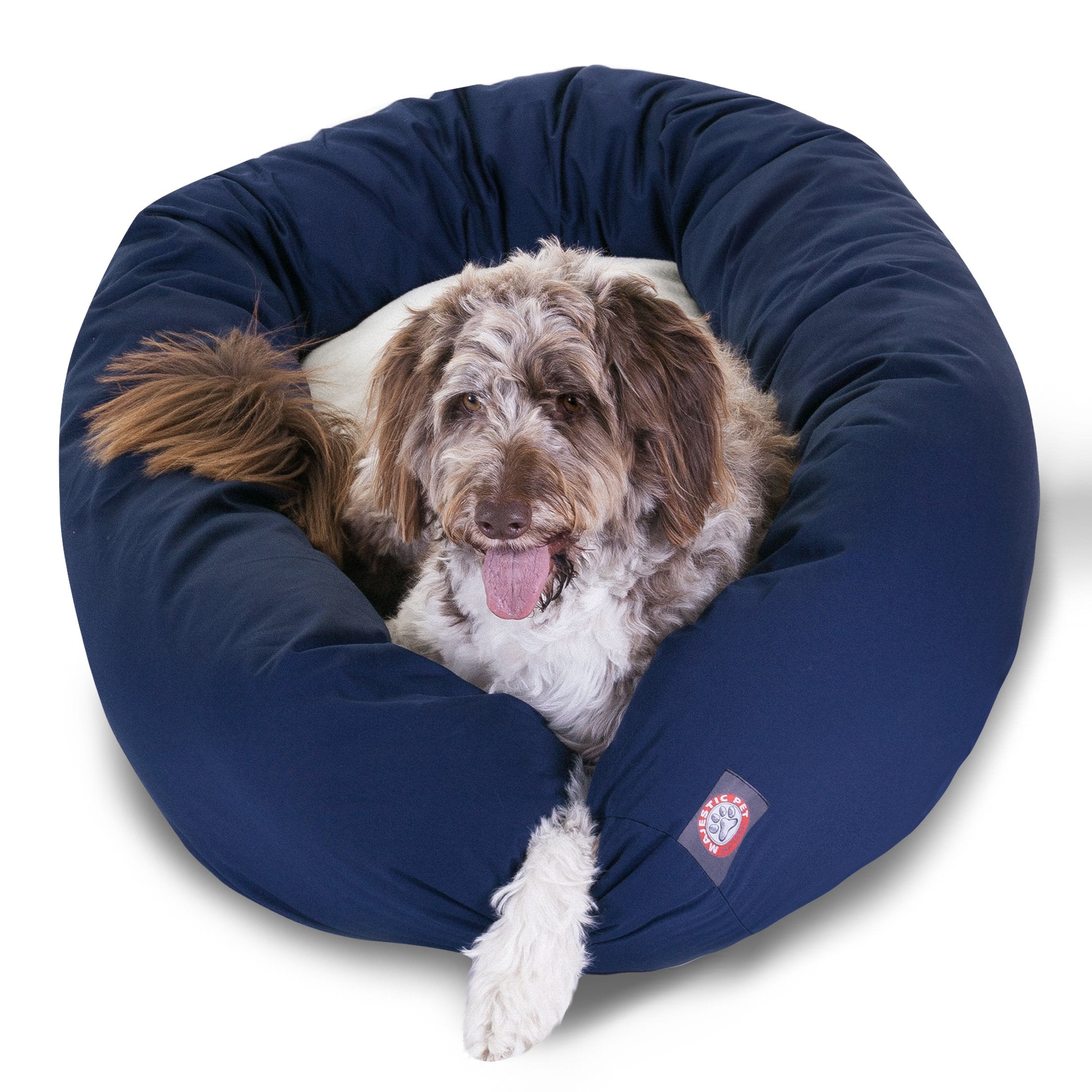 52 Inch Blue & Sherpa Bagel Dog Bed By Majestic Pet Products