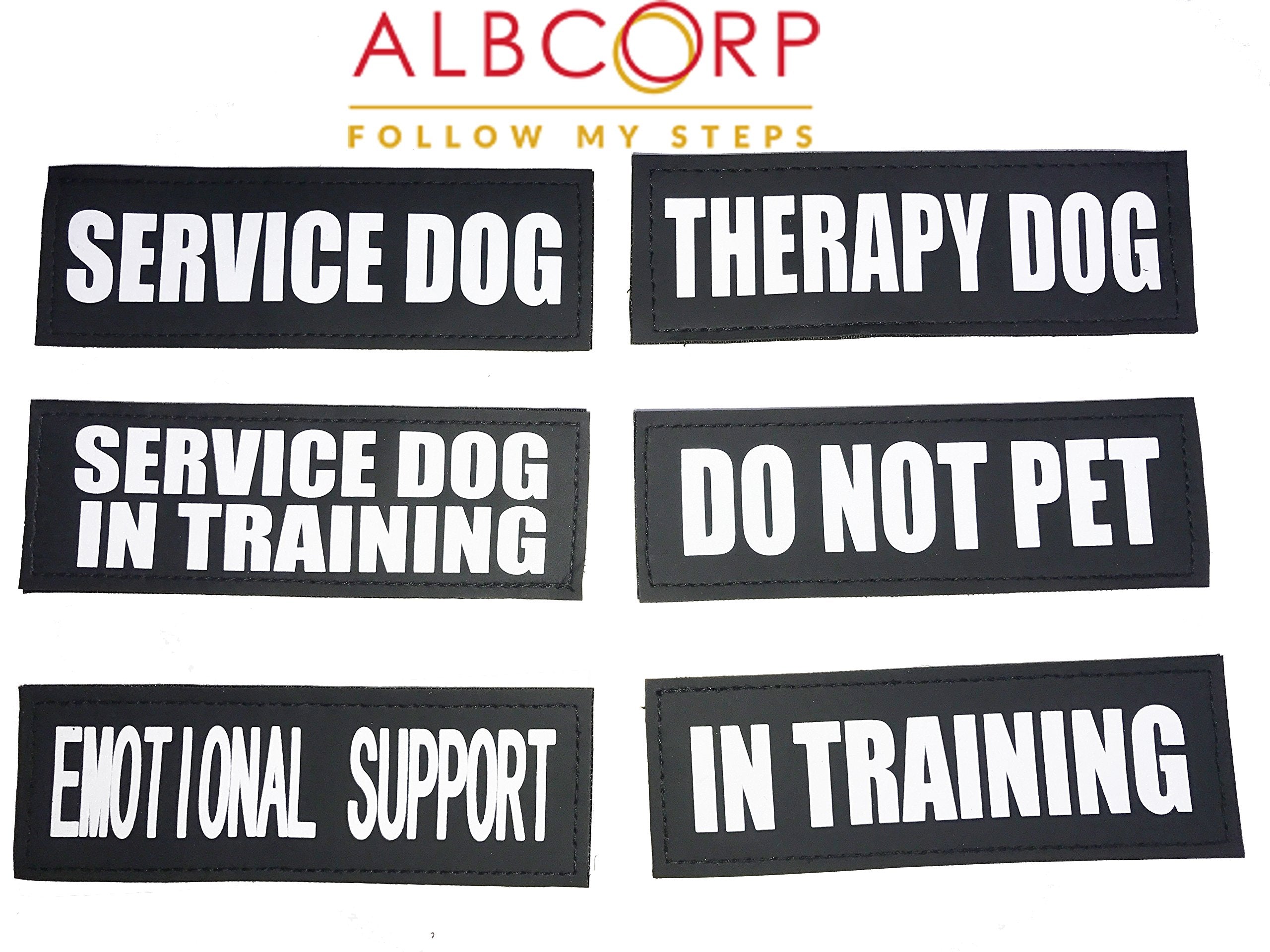 Albcorp Reflective Therapy Dog Patches with Hook Backing for Service Animal Vests/Harnesses XXS or Extra Small (3.5 X 1) Inch