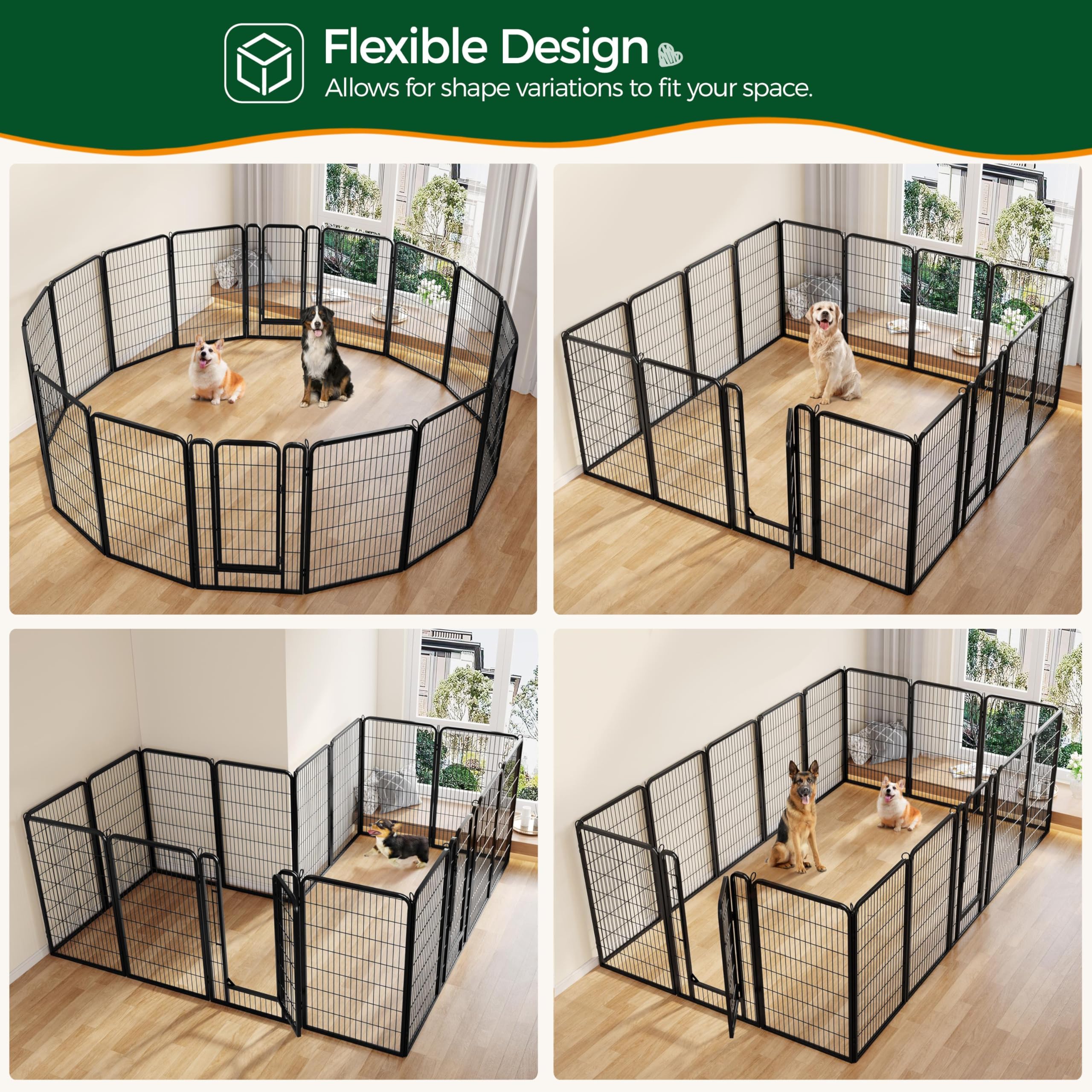 Yaheetech Dog Playpen Outdoor, 47 Inch 16 Panels Dog Pen Indoor Heavy Duty Puppy Exercise Pen Metal Pet Fence For Rv Camping/Yar