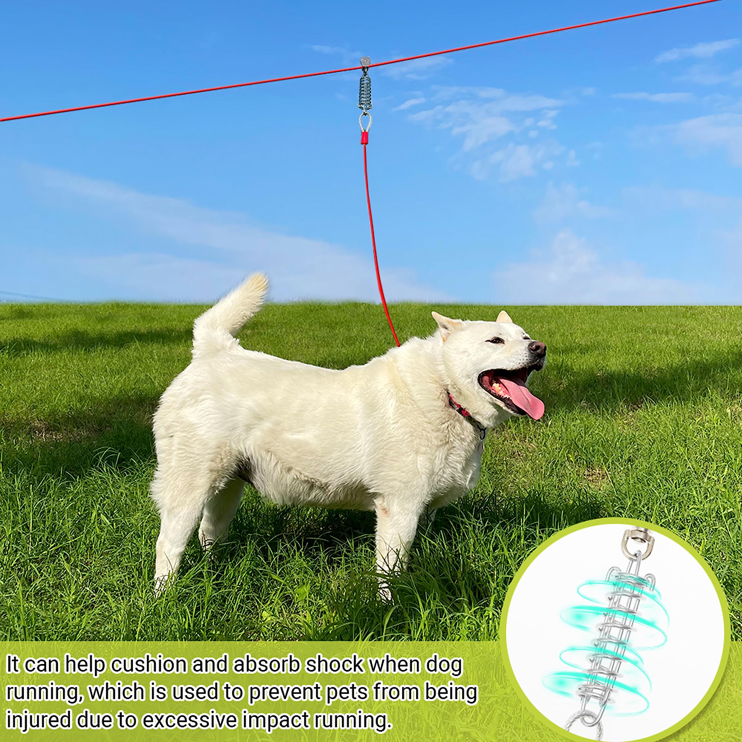 Dog Tie Out Cable - 100 ft Long Dog Cable with 10 ft Run Cable for Yard Training Running Camping Hiking Outdoor - Heavy Duty Che