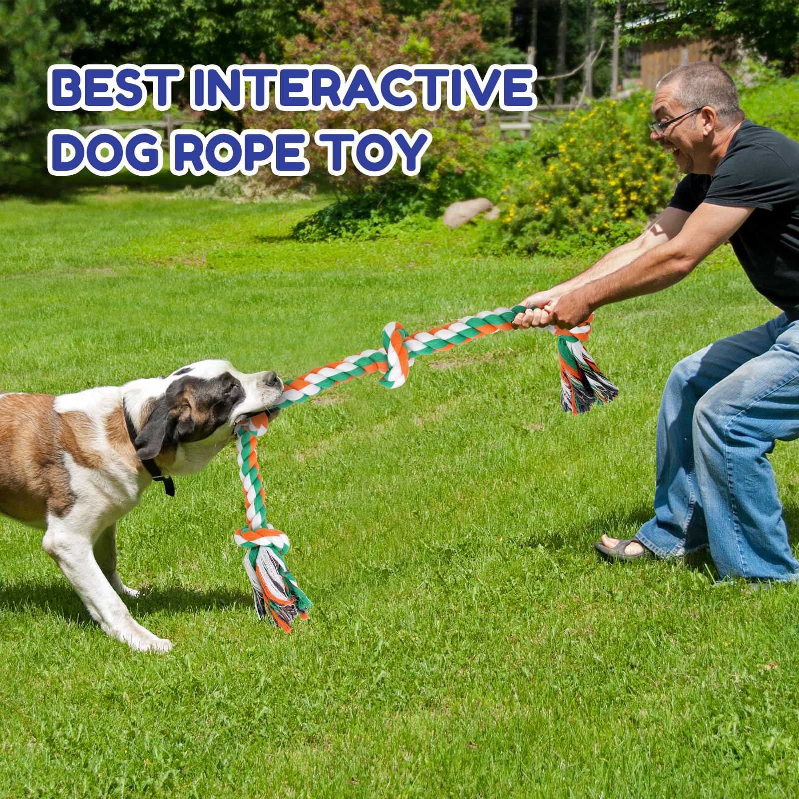 loncoldy Dog Toys for Aggressive Chewers 2 Pack Indestructible Dog Rope Toy, Tug of War Rope, Dog Toys for Large Dogs, Dog Chew