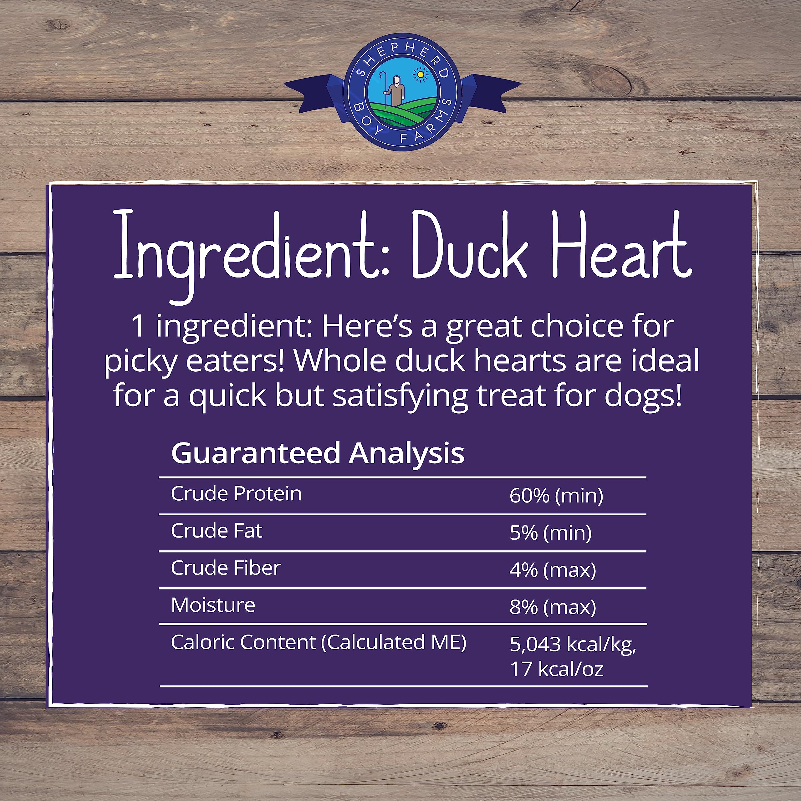 Shepherd Boy Farms Freeze Dried Dog and Cat Treats, Duck Heart, All Natural Freeze-Dried Dog Treat & Snack, Made in USA, High in