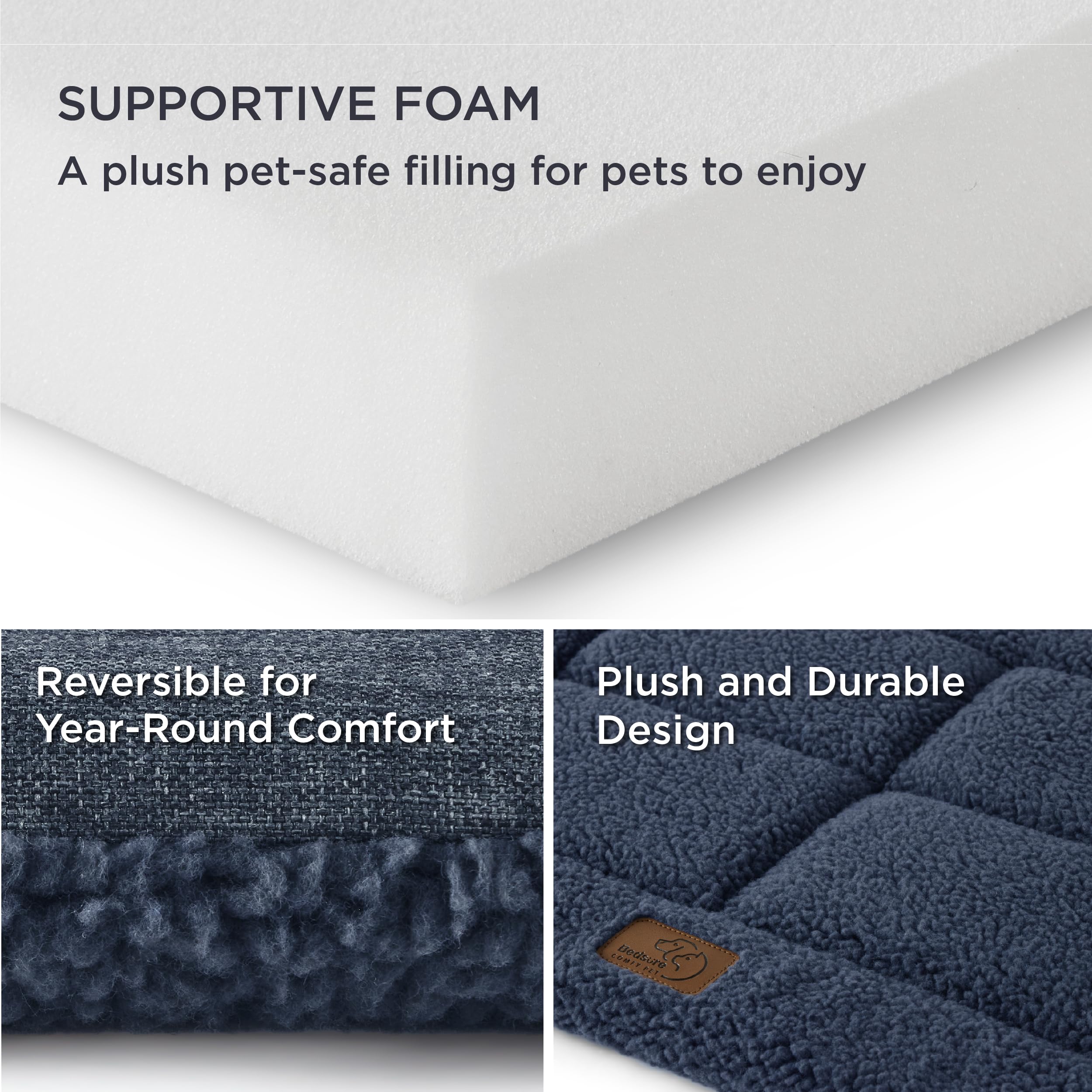 Bedsure Washable Dog Bed For Large Dogs, Reversible Foam Floor Pet Mat, Lightweight Travel Flat Puppy Mattress For Indoor & Outd