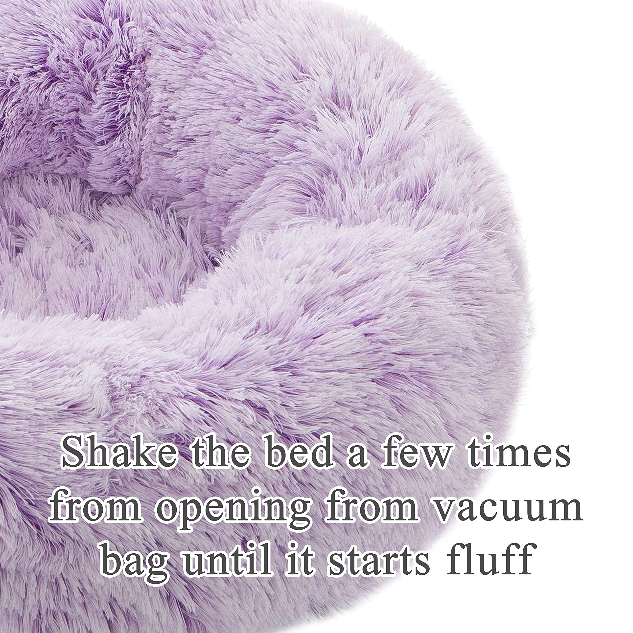 Tormays Calming Donut Dog Bed Xl, Plush Round Cuddler Dog & Cat Bed, Anit-Anxiety Marshmellow Fluffy Faux Fur Cushion (32, Pur